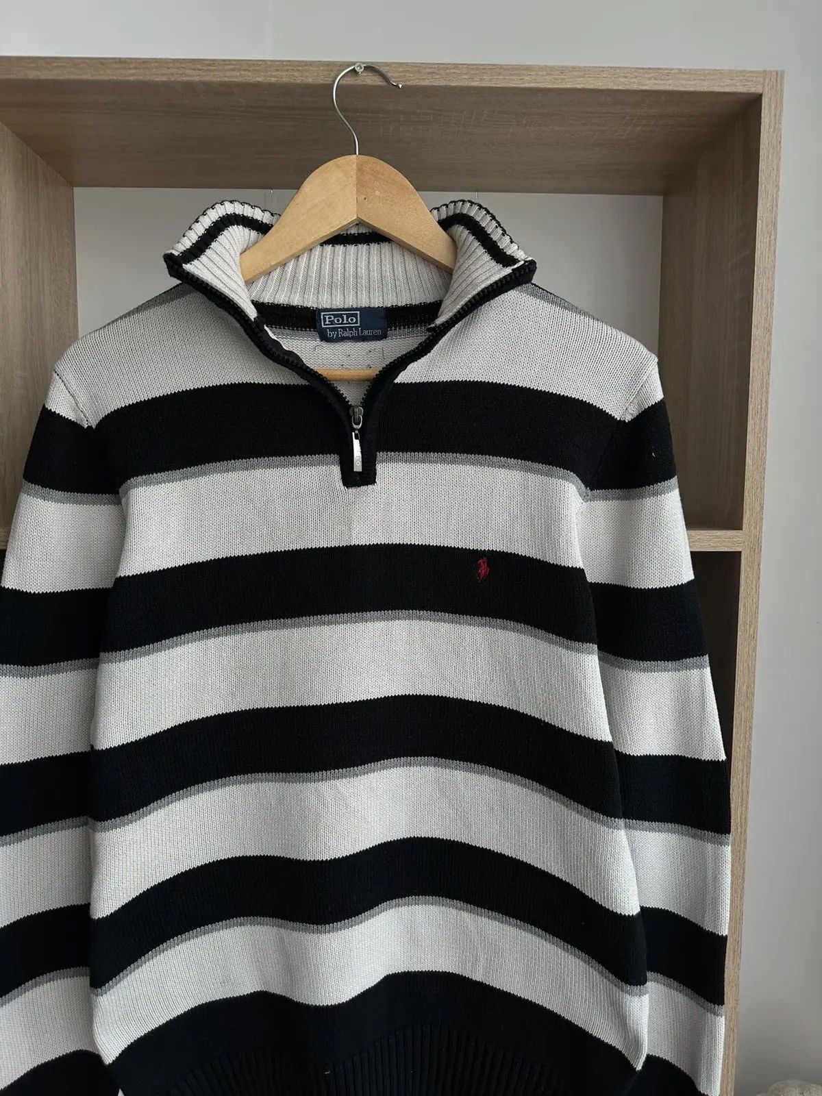 Polo Ralph Lauren × Vintage Vintage PRL Navy Polo Ralph Lauren 1/4 Zip Sweater Size US M / EU 48-50 / 2 - 3 Thumbnail