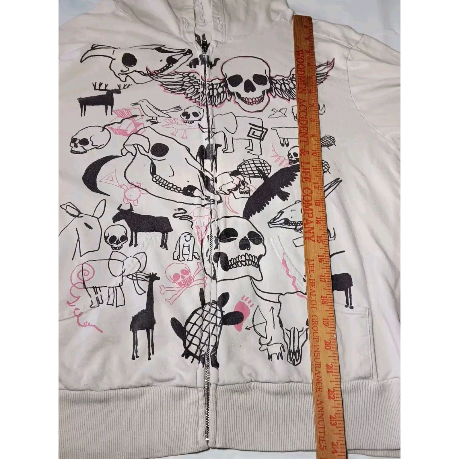 Vintage VINTAGE SUPALIFE Hoodie Sweatshirt Small Gray Distressed Skull Southwest Desert Y2K Womens S Chest Size See Pictures Size S / US 4 / IT 40 - 5 Thumbnail