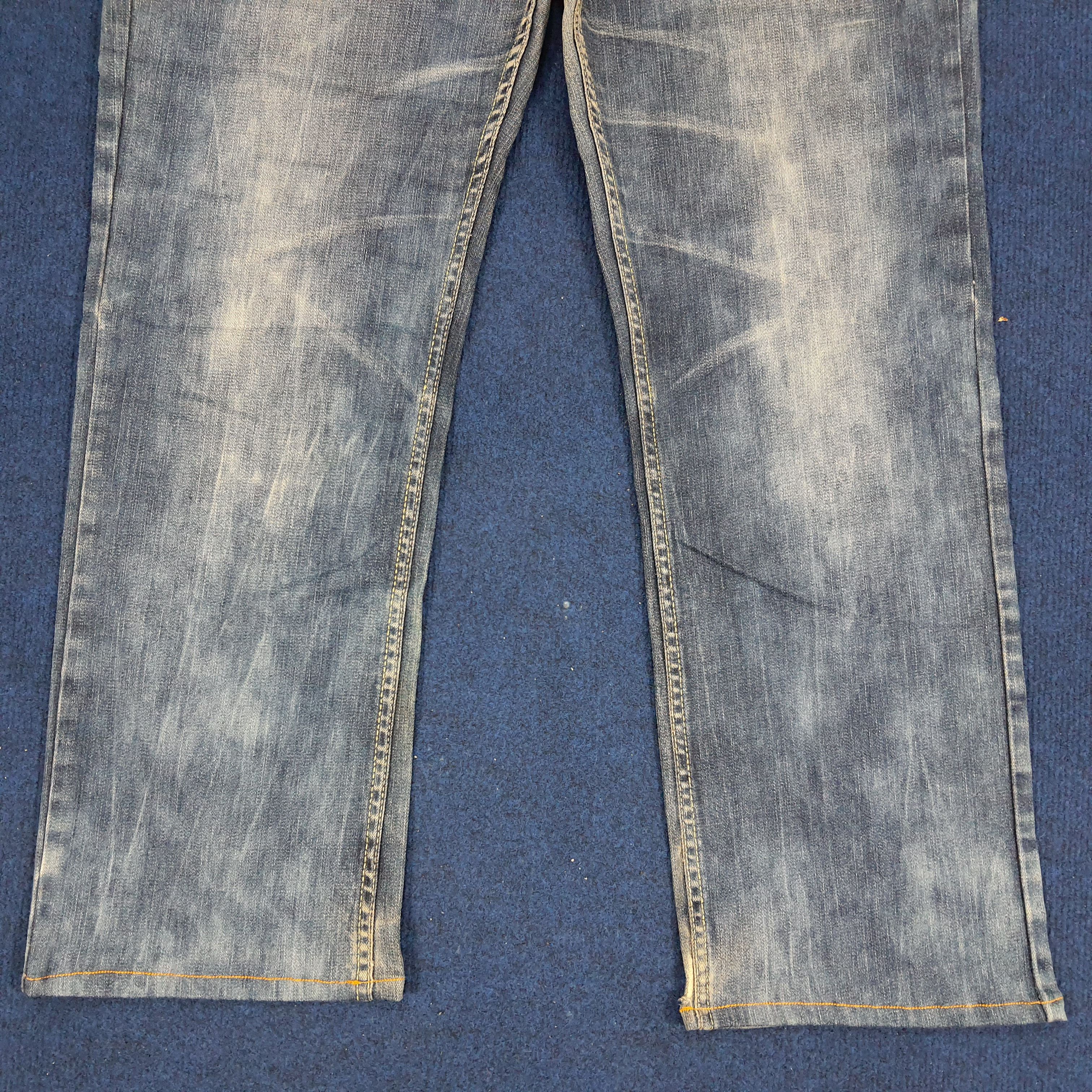 Designer × Ed Hardy × Vintage Vintage Ed Hardy Love Kills Slowly Embroidered Skull Jeans Size US 35 - 7 Thumbnail
