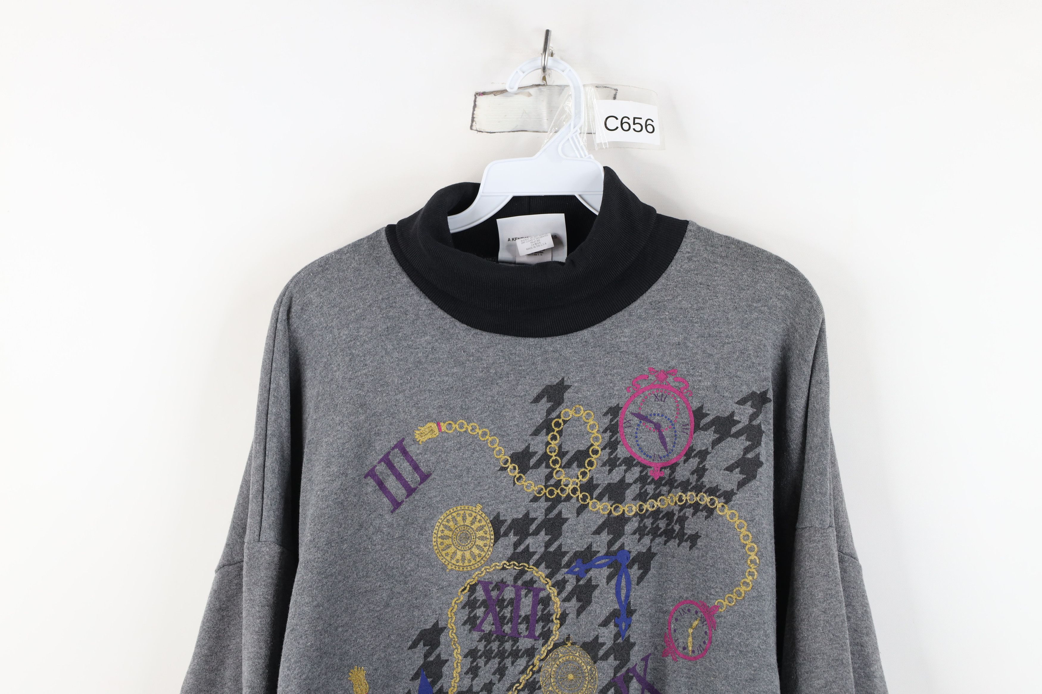 Vintage Vintage 90s Streetwear Clock Turtleneck Sweatshirt USA Size XL / US 12-14 / IT 48-50 - 2 Thumbnail