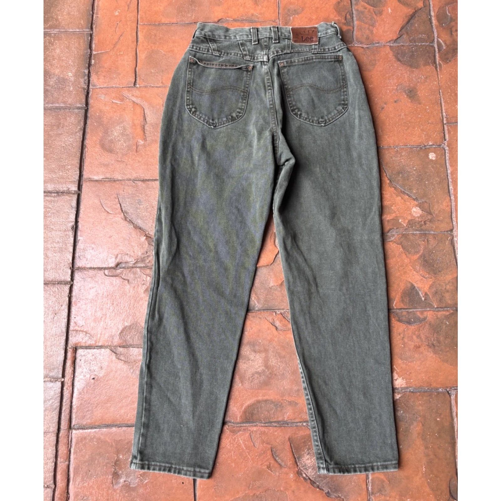 Lee VINTAGE Lee Riveted Jeans Mens 29x29 Green Jeans 5-Pocket Design, Relaxed Fit, Denim, Cotton Blend, Button Zip Closure, 1990s USA Era Men’s Size US 29 - 3 Thumbnail