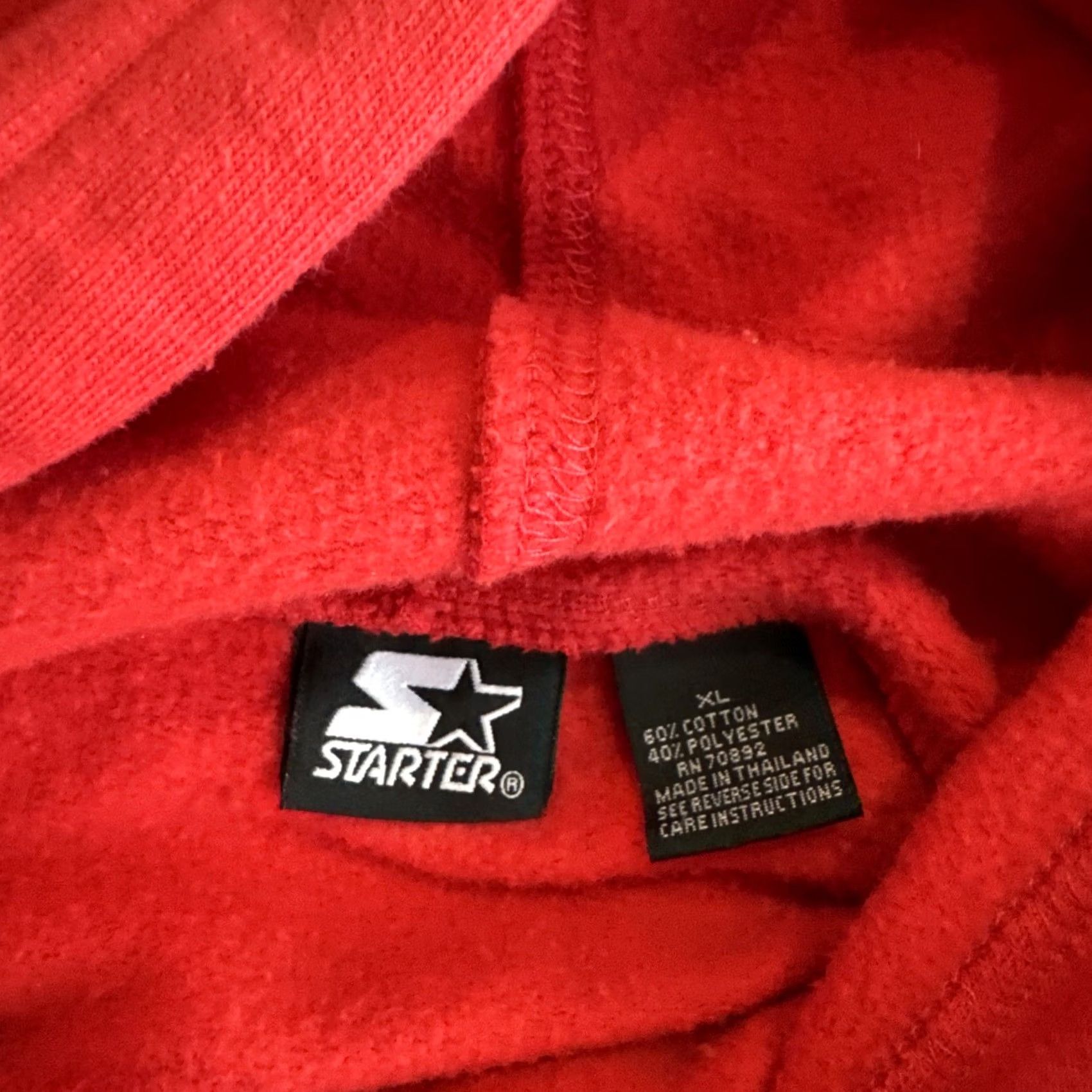 Starter VINTAGE 90s Starter Hoodie XL Mens Red Spell Out Pullover Hooded Pockets Size US XL / EU 56 / 4 - 5 Thumbnail