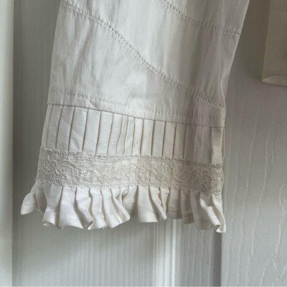 Prada PRADA Pearl White Lace Button Down Collared Women's Blouse Size L / US 10 / IT 46 - 6 Thumbnail
