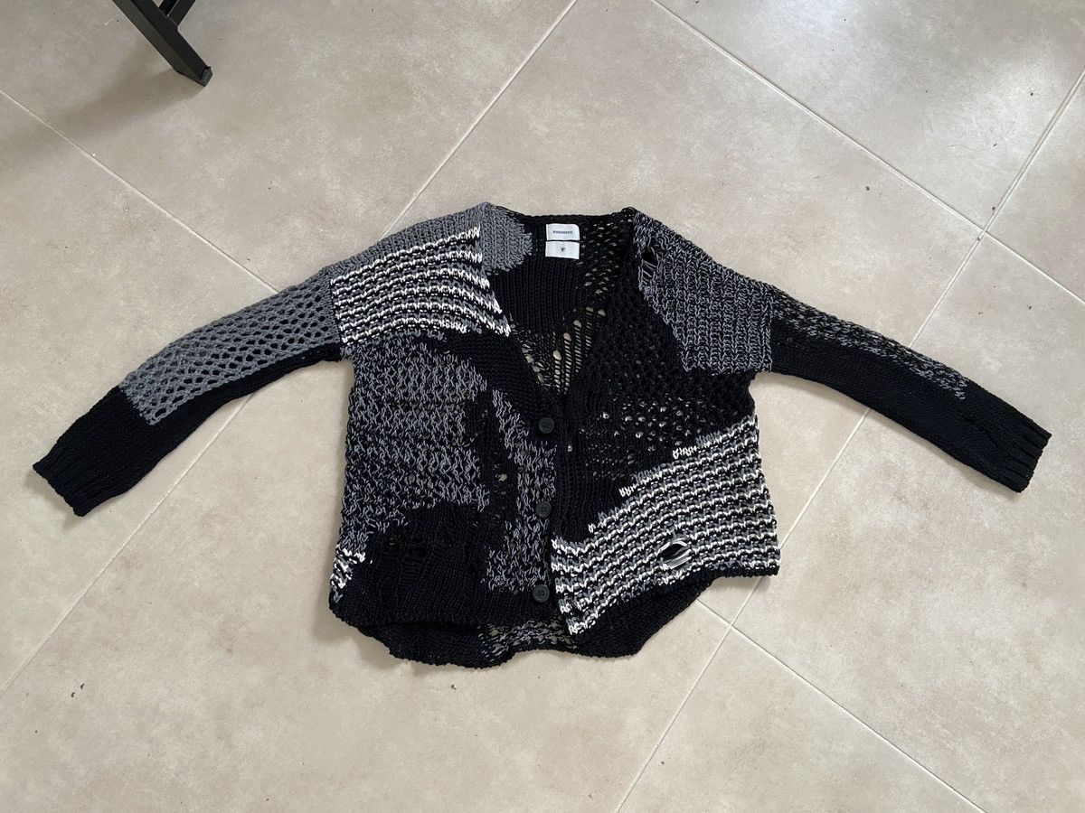 ミハラヤスヒロdamaged cable cardigan