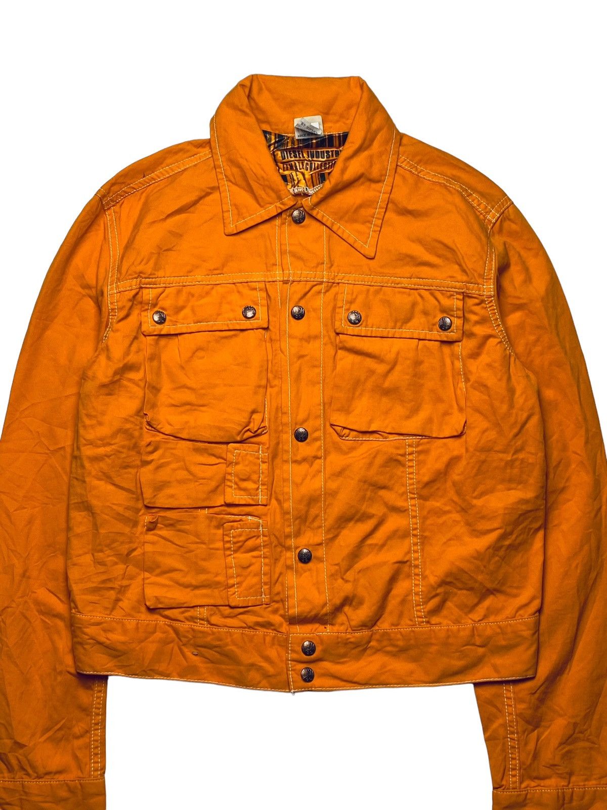 Diesel 2000s Diesel Punk - Safety Orange Cargo Shirt Jacket Size M / US 6-8 / IT 42-44 - 3 Thumbnail