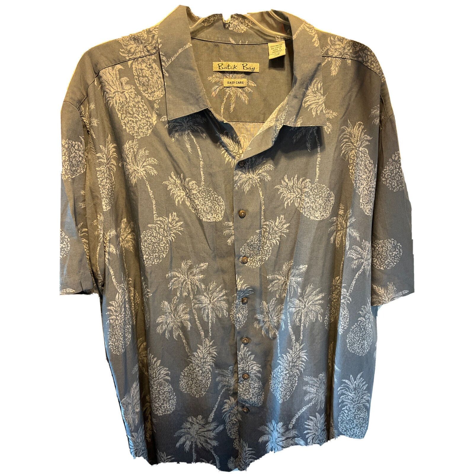 Batik Bay Batik Bay Men 2XB Gray Floral SS Button Rayon Hawaiian Shirt Size US XXL / EU 58 / 5 - 1 Thumbnail