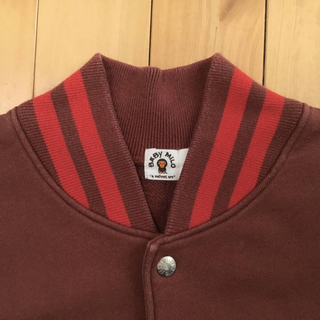 Bape × Nigo BAPE Milo logo sweat varsity jacket dark red a bathing ape Size US L / EU 52-54 / 3 - 4 Thumbnail