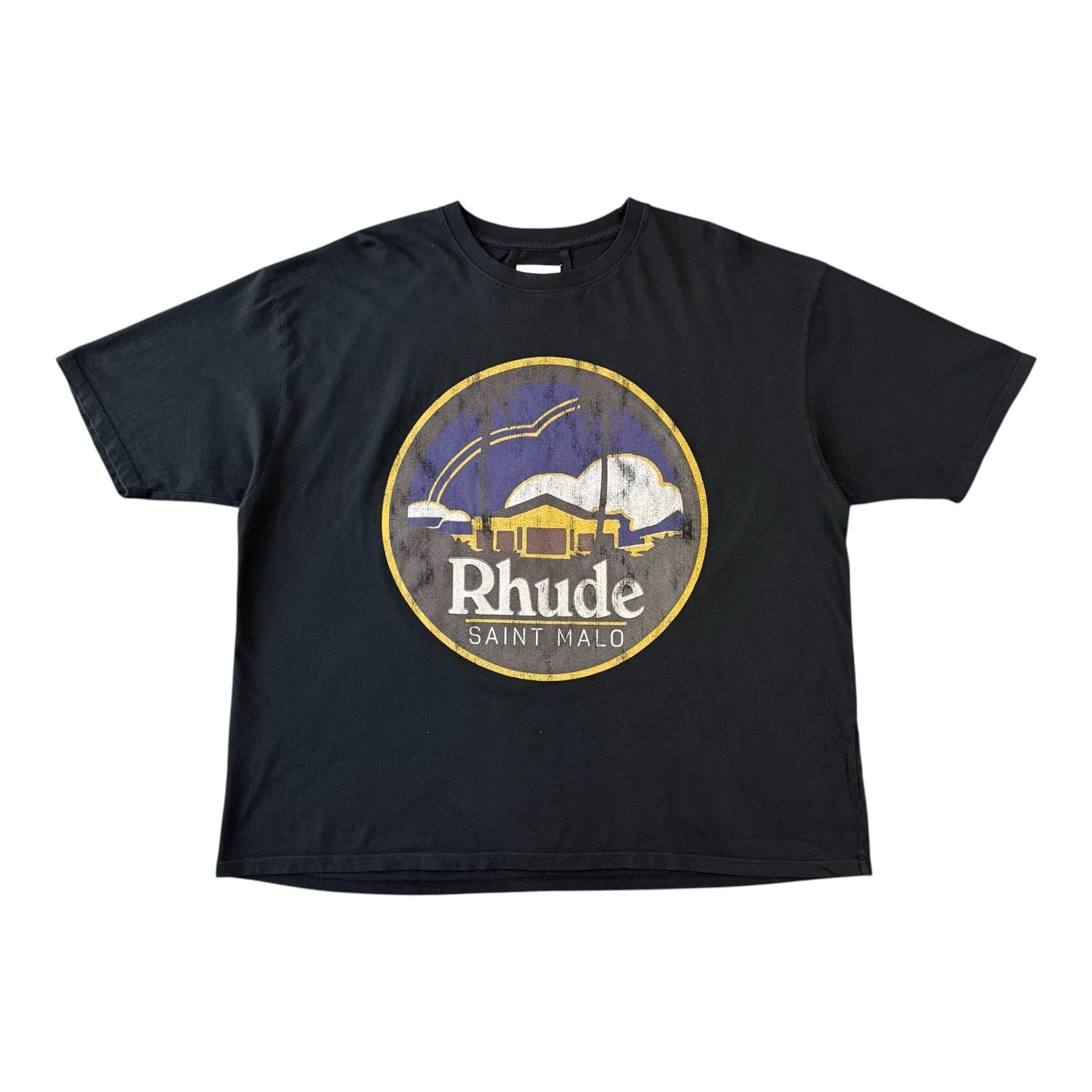Rhude Saint Malo Logo Short Sleeve Tee Shirt Black Multi Size US XXL / EU 58 / 5 - 1 Thumbnail