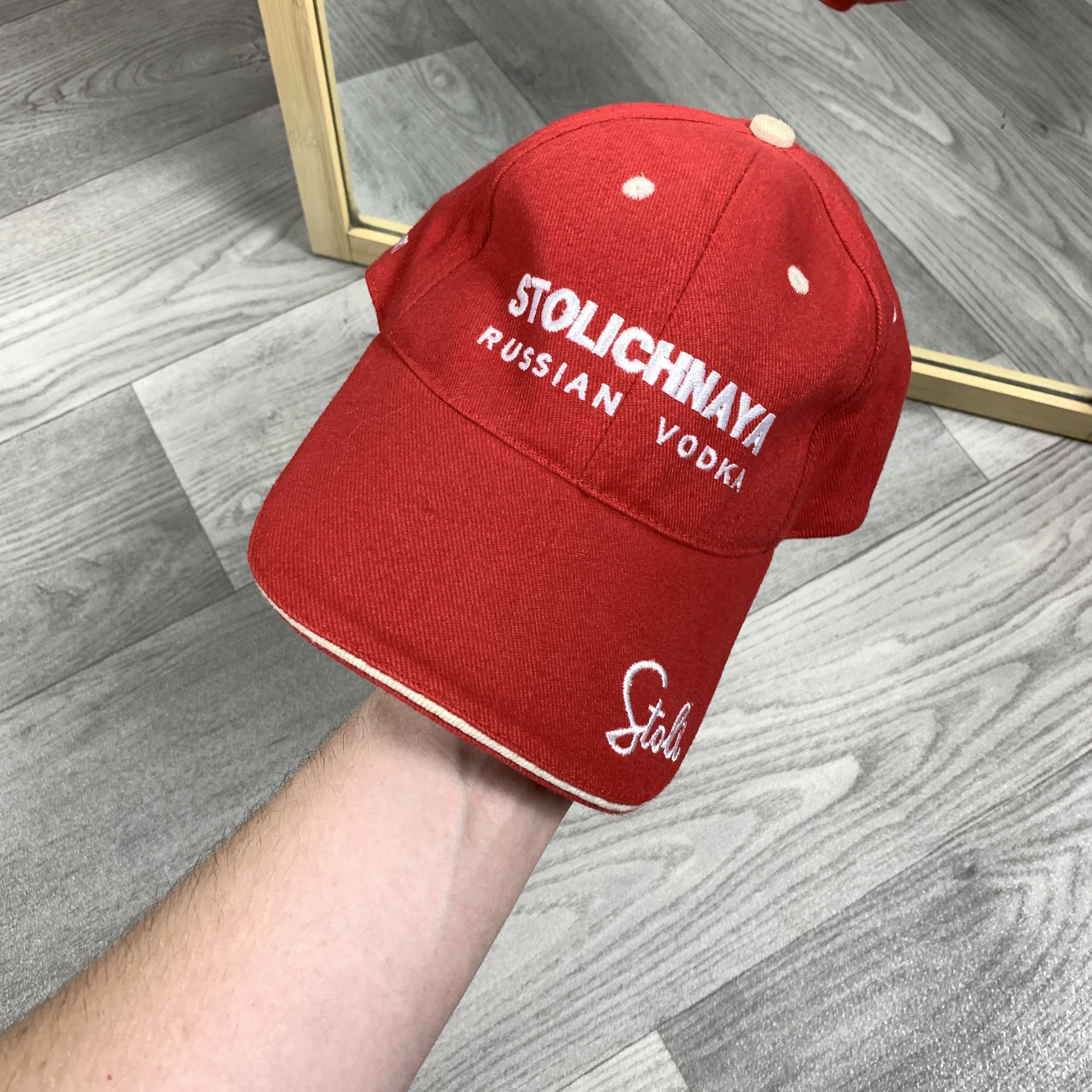 Vintage Vintage Stolichnaya Russian Vodka 90s Red Baseball Cap Hat Size ONE SIZE - 3 Thumbnail