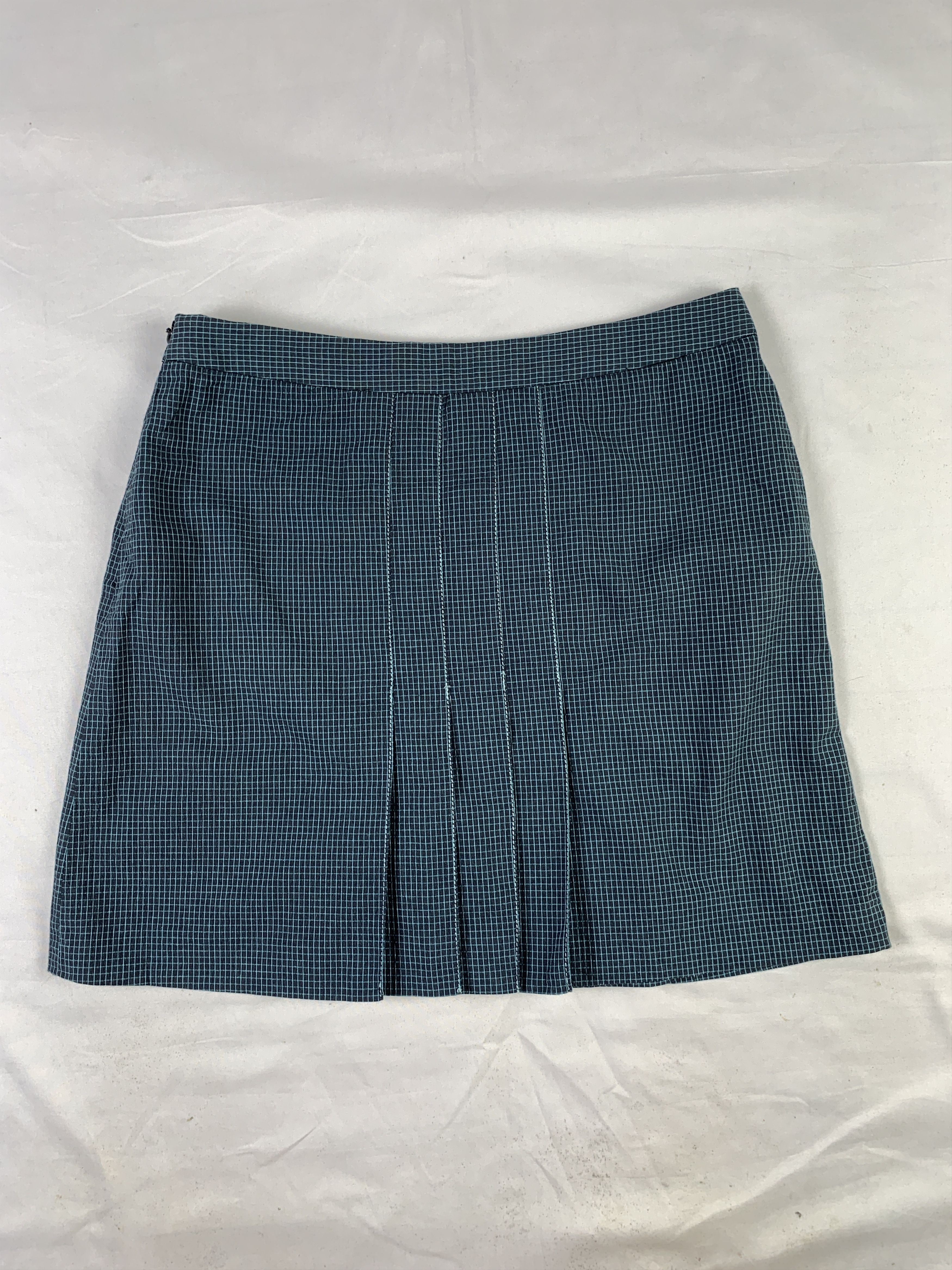 Michel Klein 2000s Michel Klein Navy Grid Pleated Skirt (29) Size 29" - 4 Thumbnail