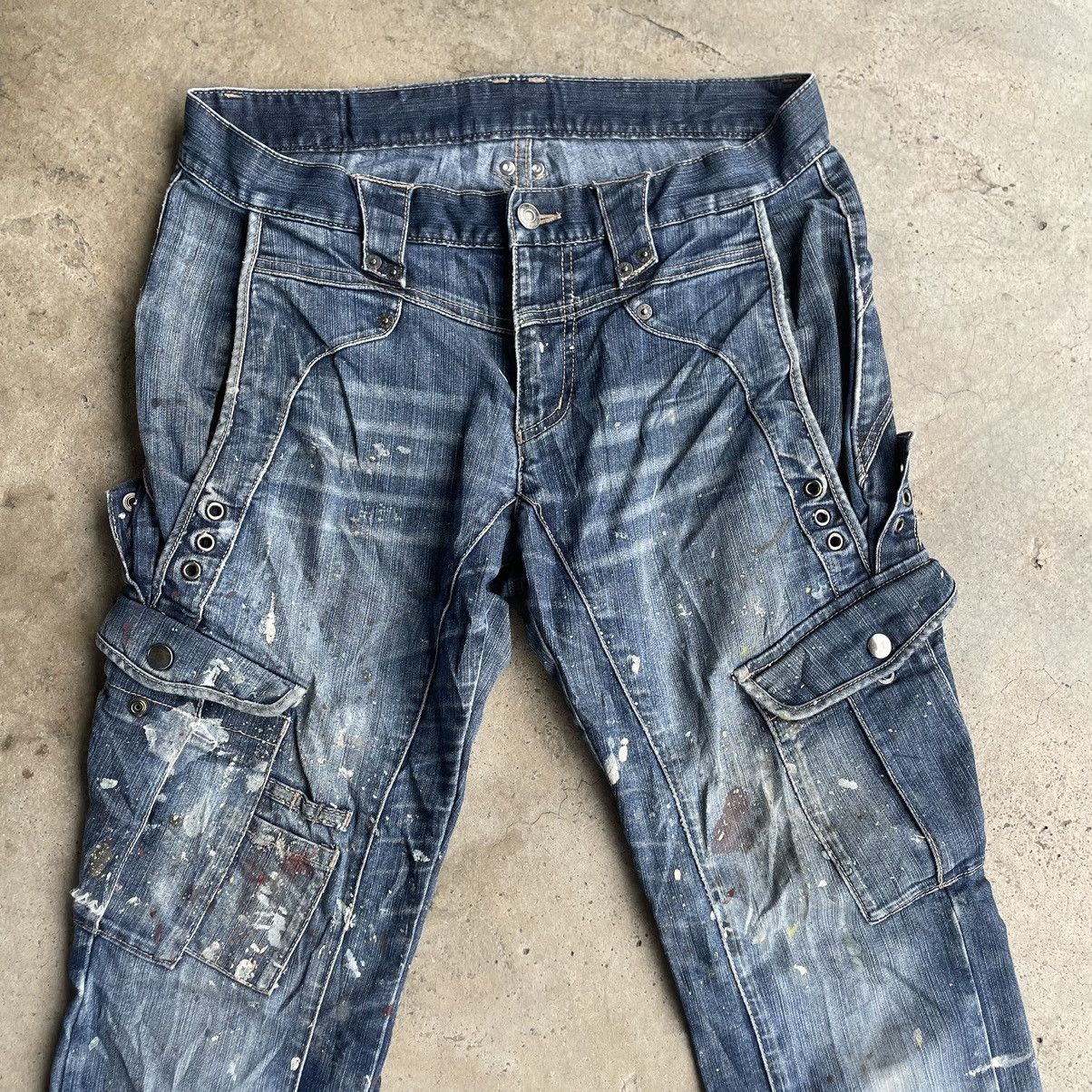 🔥🇯🇵PPFM Multipockets Splatter Paint Sick Punk Distress Denim