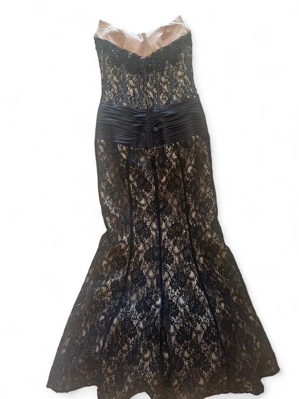 Absolutely Stunning Black Lace Boned Bustier Mermaid Gown