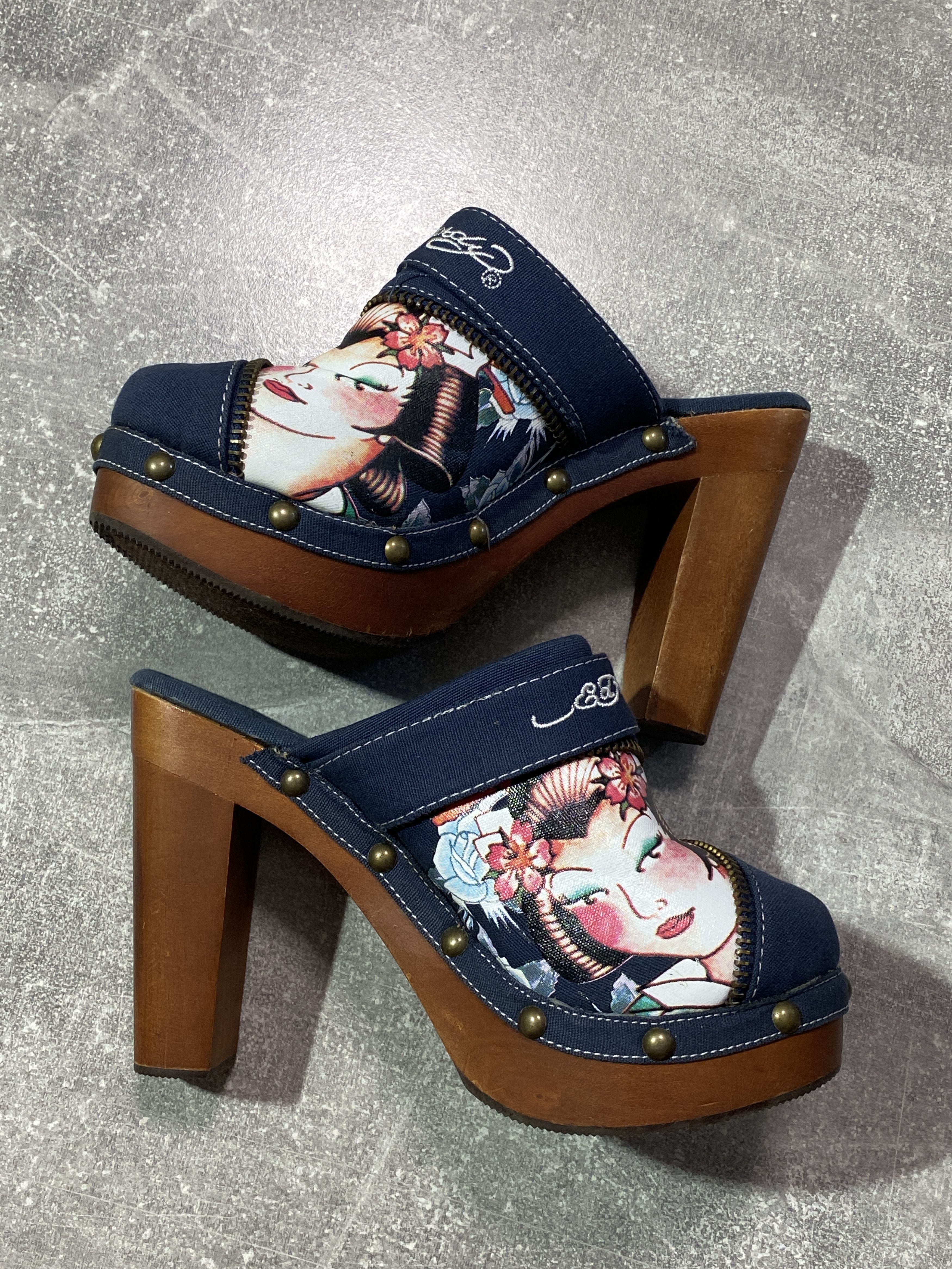 Ed Hardy Vintage Y2K Ed Hardy Clogs Heel Shoes Japan Girls Logo Size US 7 / IT 37 - 1 Thumbnail
