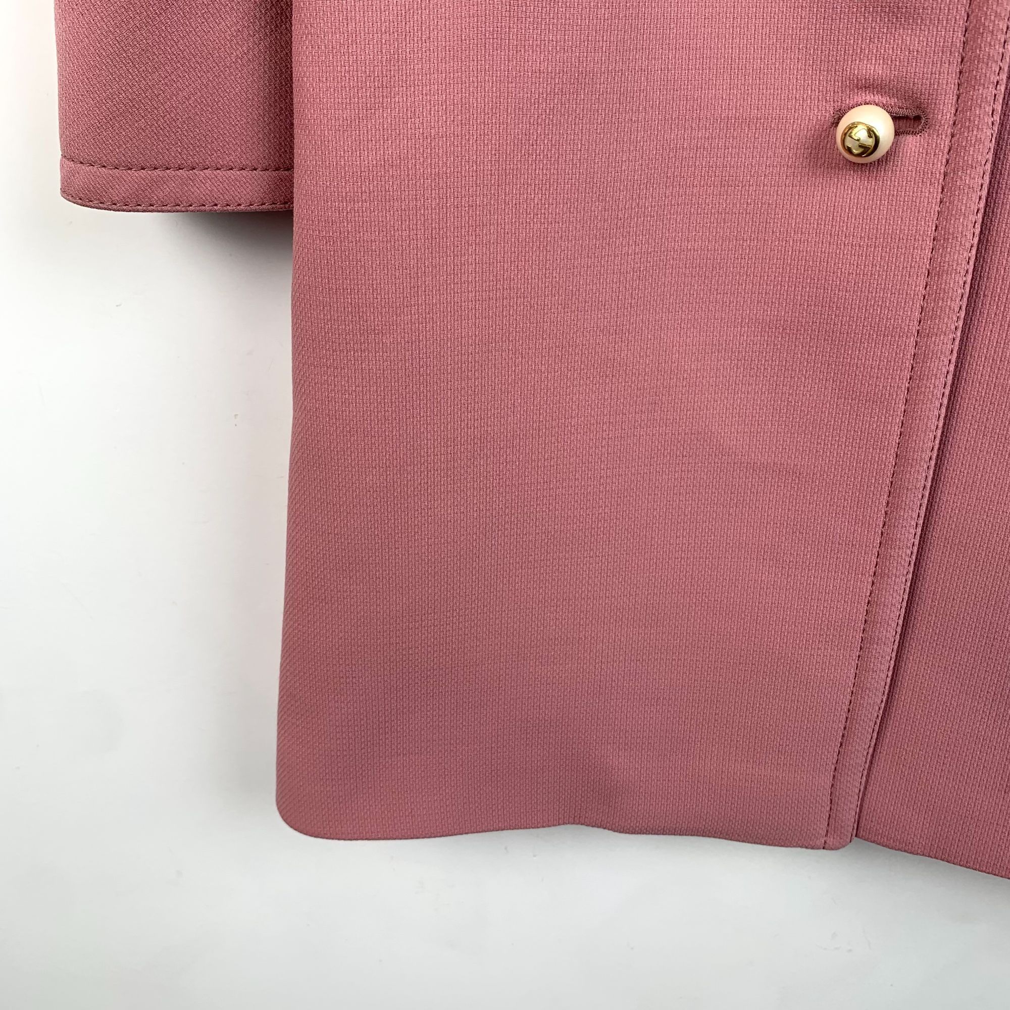 Gucci [Gucci] Pink Wool Pearl Button Trench Coat 38 S Size S / US 4 / IT 40 - 6 Thumbnail