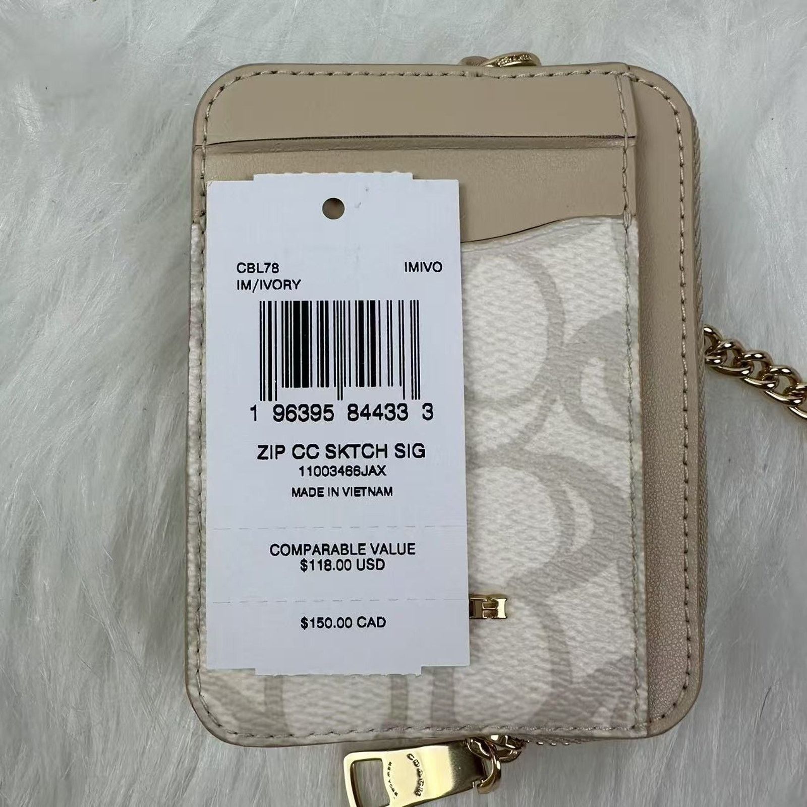 Coach Coach Zip Card Case Sketch Signature Canvas Gold/Ivory Size ONE SIZE - 3 Thumbnail