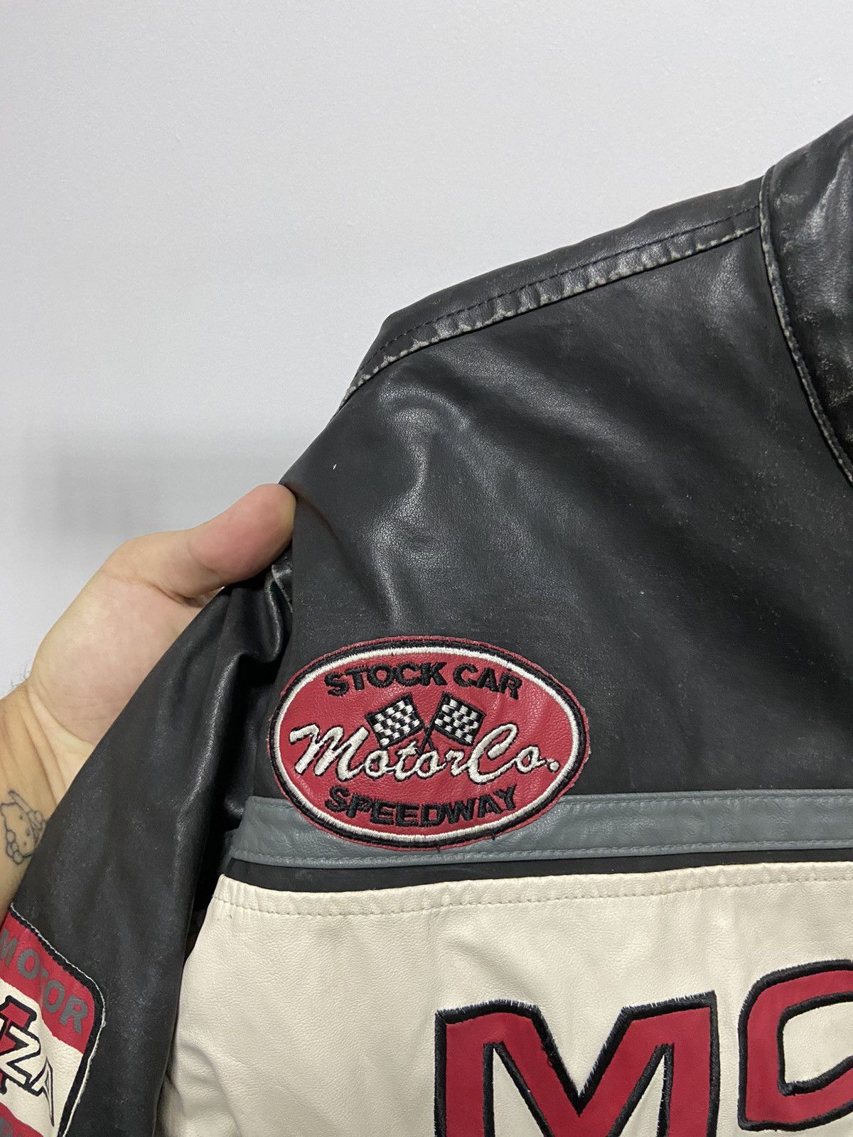Vintage Monza Racing Leather Jacket Vintage Big Logo Moto Size US XL / EU 56 / 4 - 4 Thumbnail
