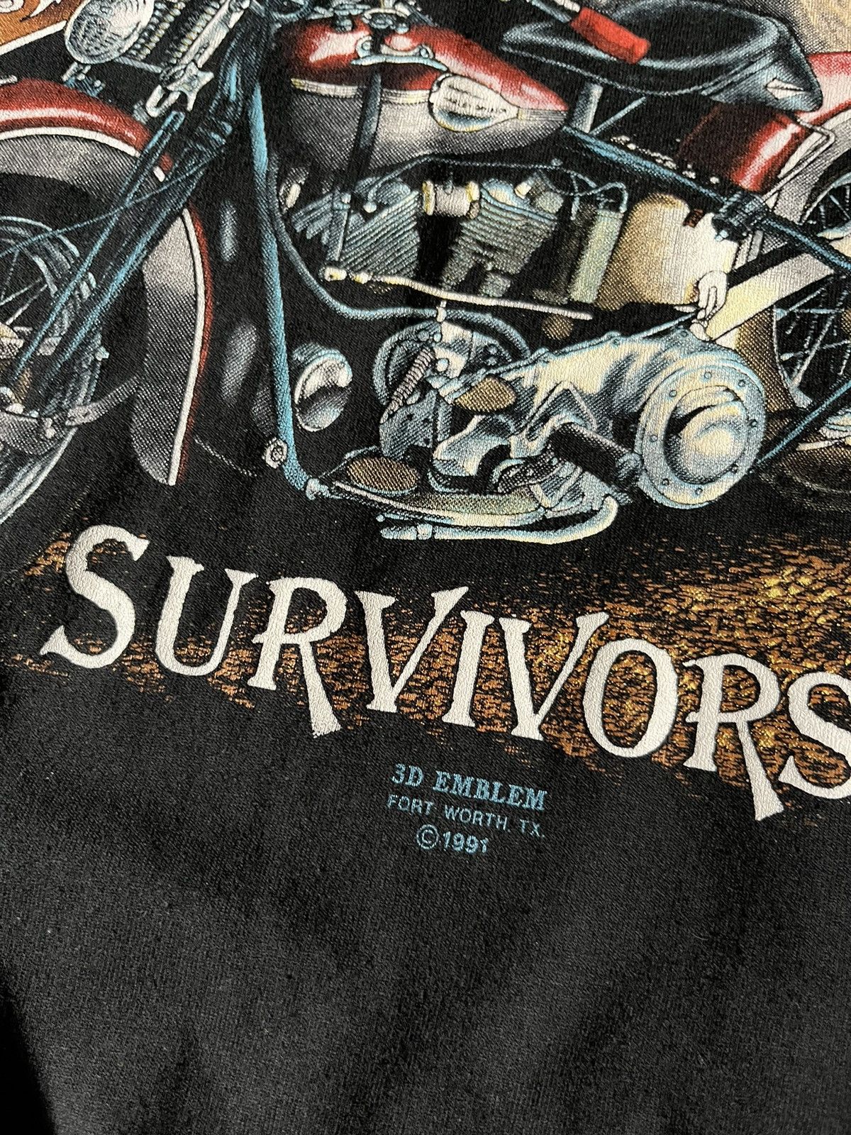 Harley Davidson × Vintage Vintage 3D Emblem Harley Davidson Survivors 1991 T-shirt Size US XL / EU 56 / 4 - 2 Thumbnail