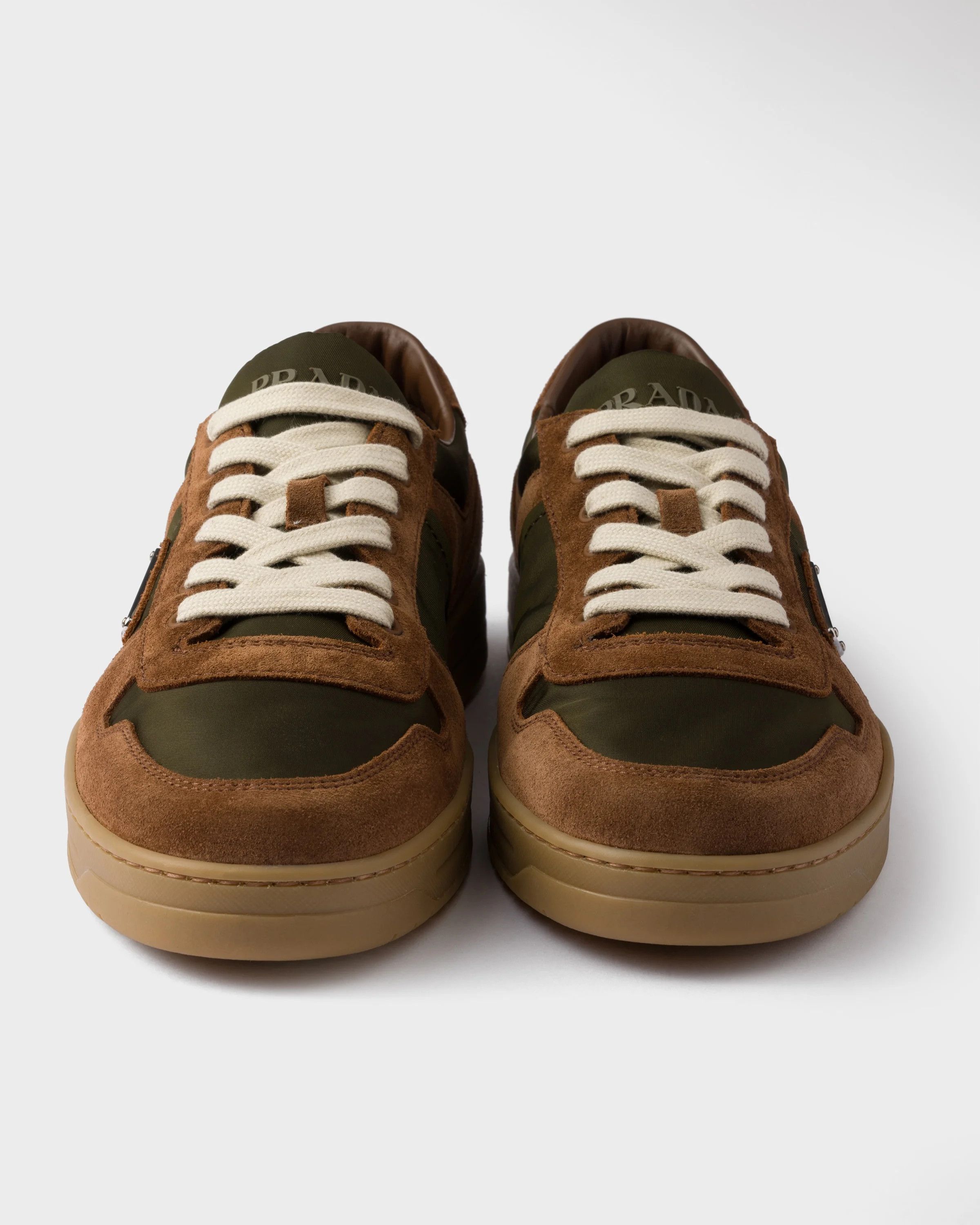 Prada o1w1db10426 Downtown Re-Nylon And Suede Sneakers Brown/Green Size US 11 / EU 44 - 5 Thumbnail