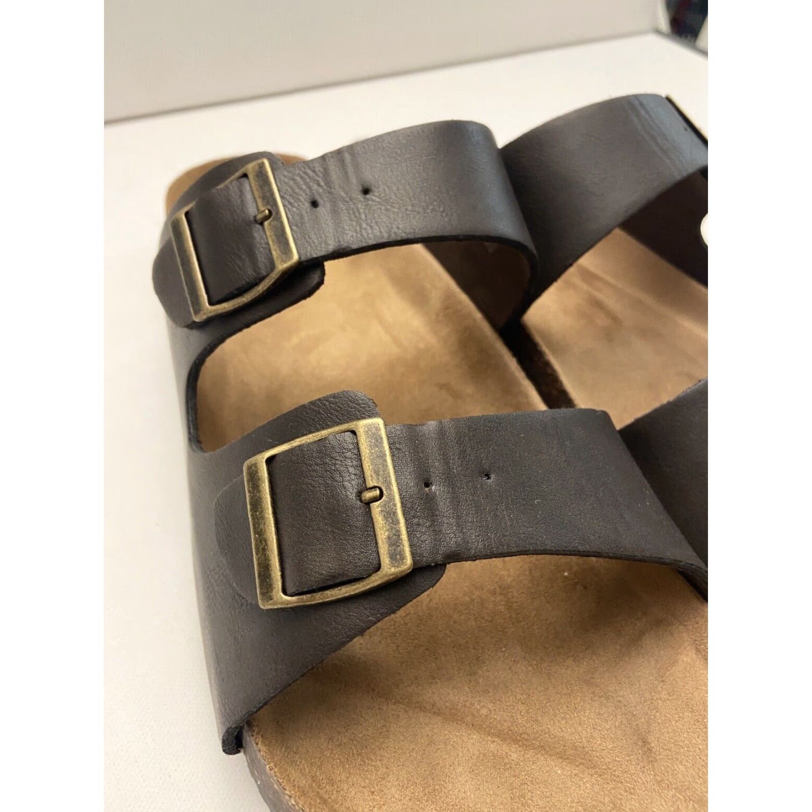 George George Men’s 12 Brown Leather Double Buckle Size ONE SIZE - 6 Thumbnail