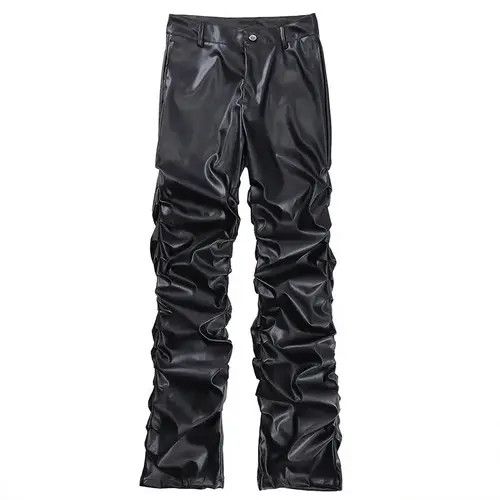 VIBE Loose Ruched Casual Pu Leather Pants Streetwear Punk Rock Size US 30 / EU 46 - 6 Thumbnail