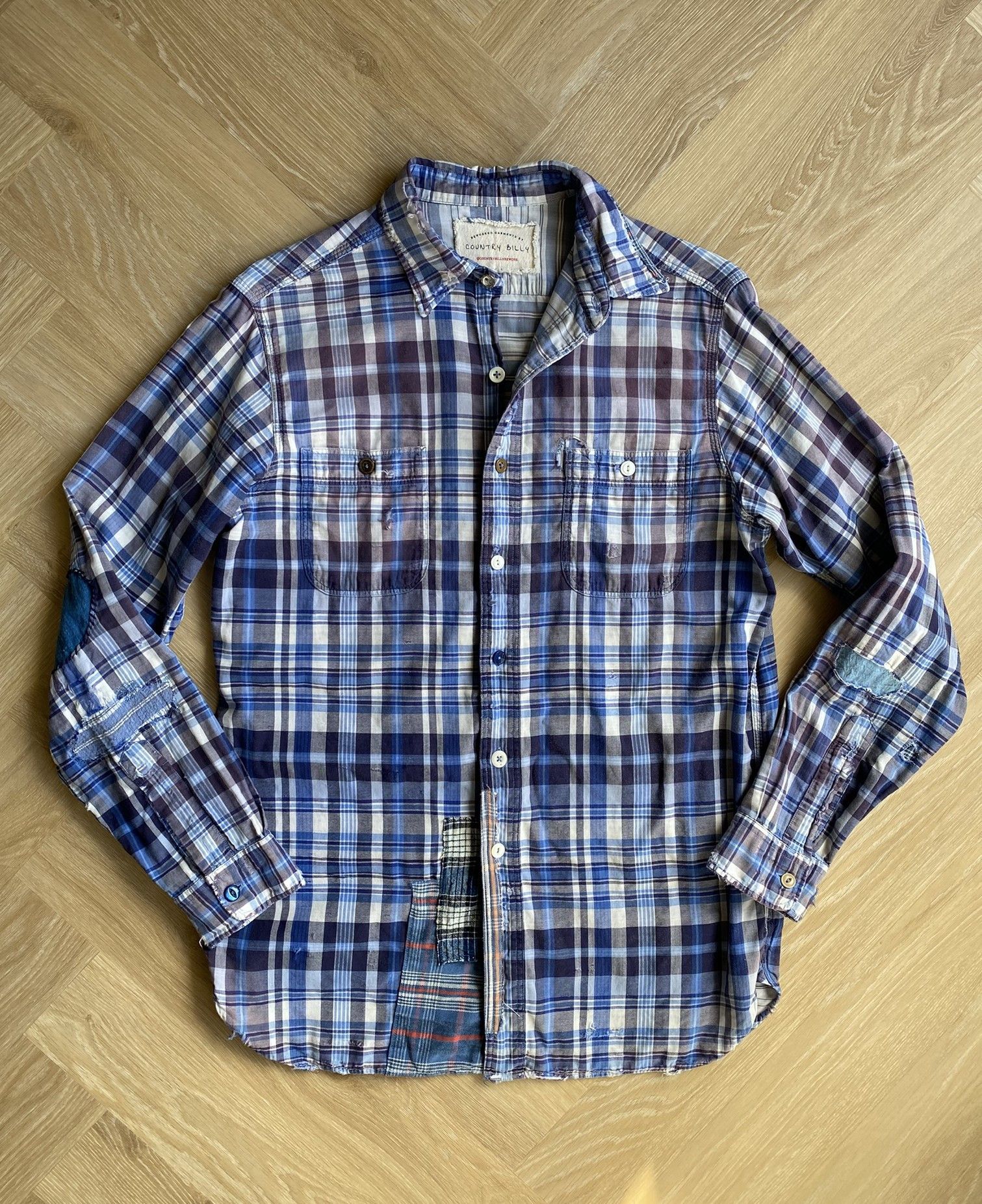 Vintage Sunfade & Repair Double Cloth Flannel Shirt Size US S / EU 44-46 / 1 - 11 Thumbnail