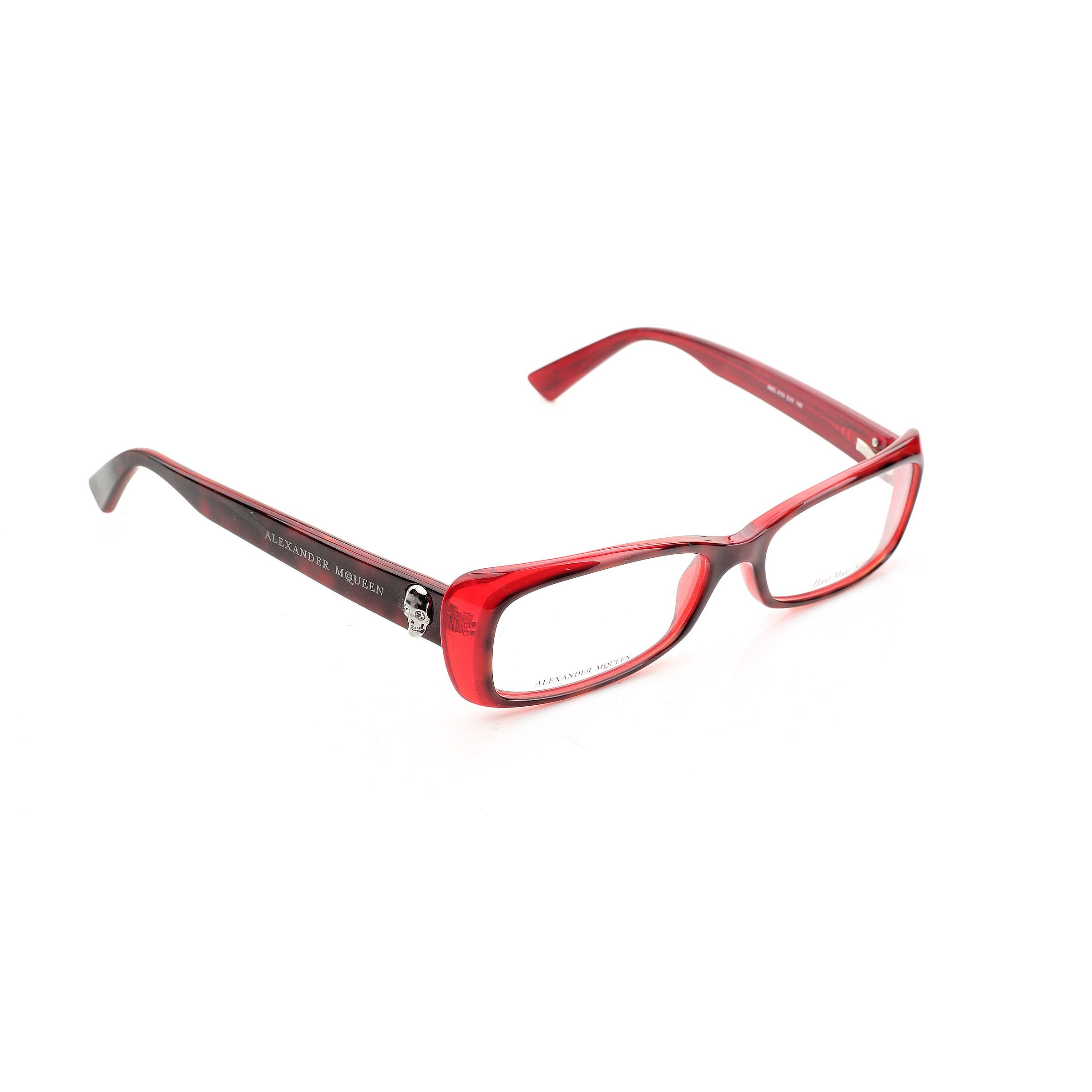 Alexander McQueen Alexander McQueen '00s Red Cat-Eye Silver Skull Glasses Size ONE SIZE - 3 Thumbnail