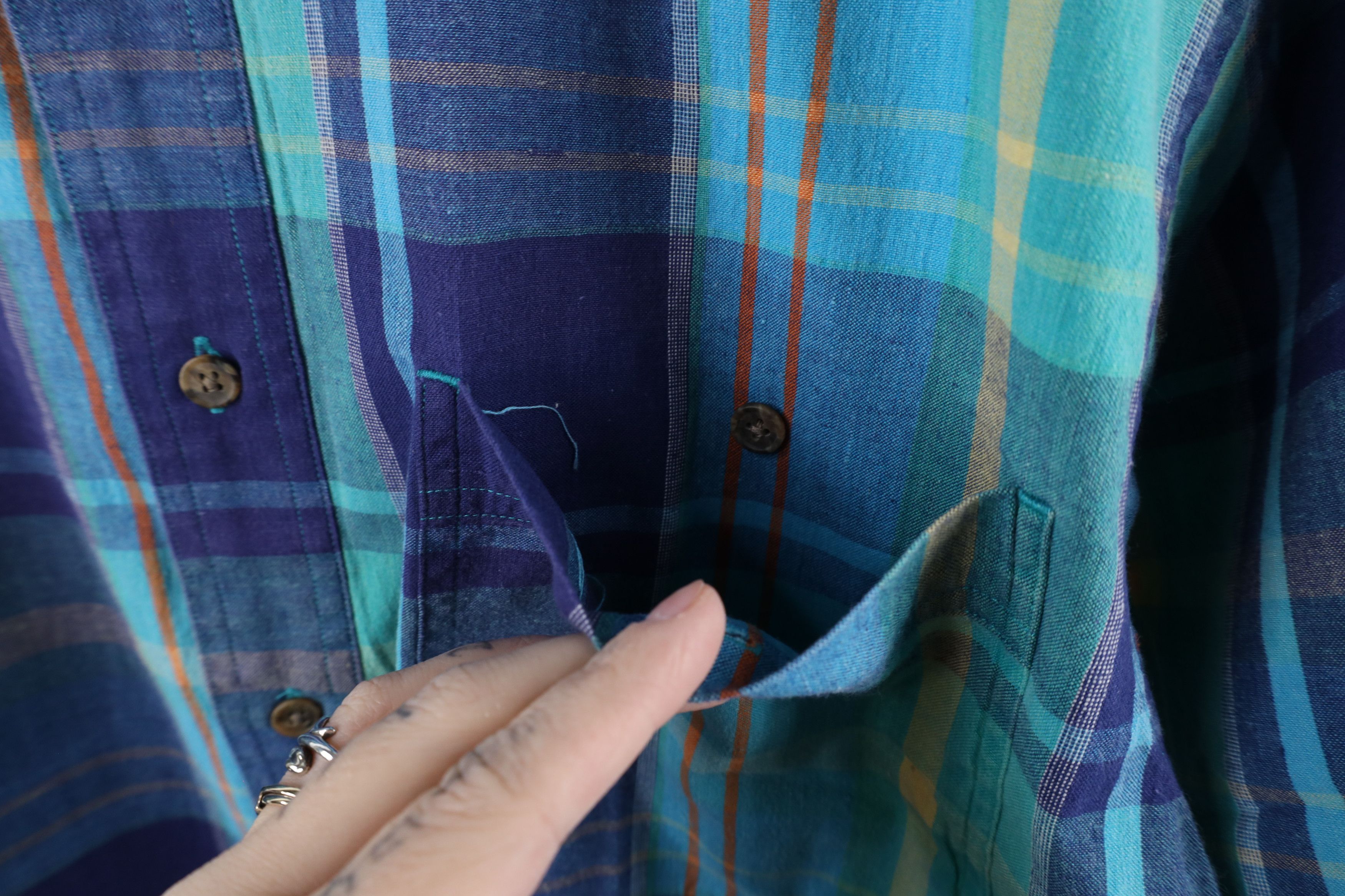 Eddie Bauer × Vintage Vintage 90s Eddie Bauer Madras Plaid Button Down Shirt Size US M / EU 48-50 / 2 - 4 Thumbnail