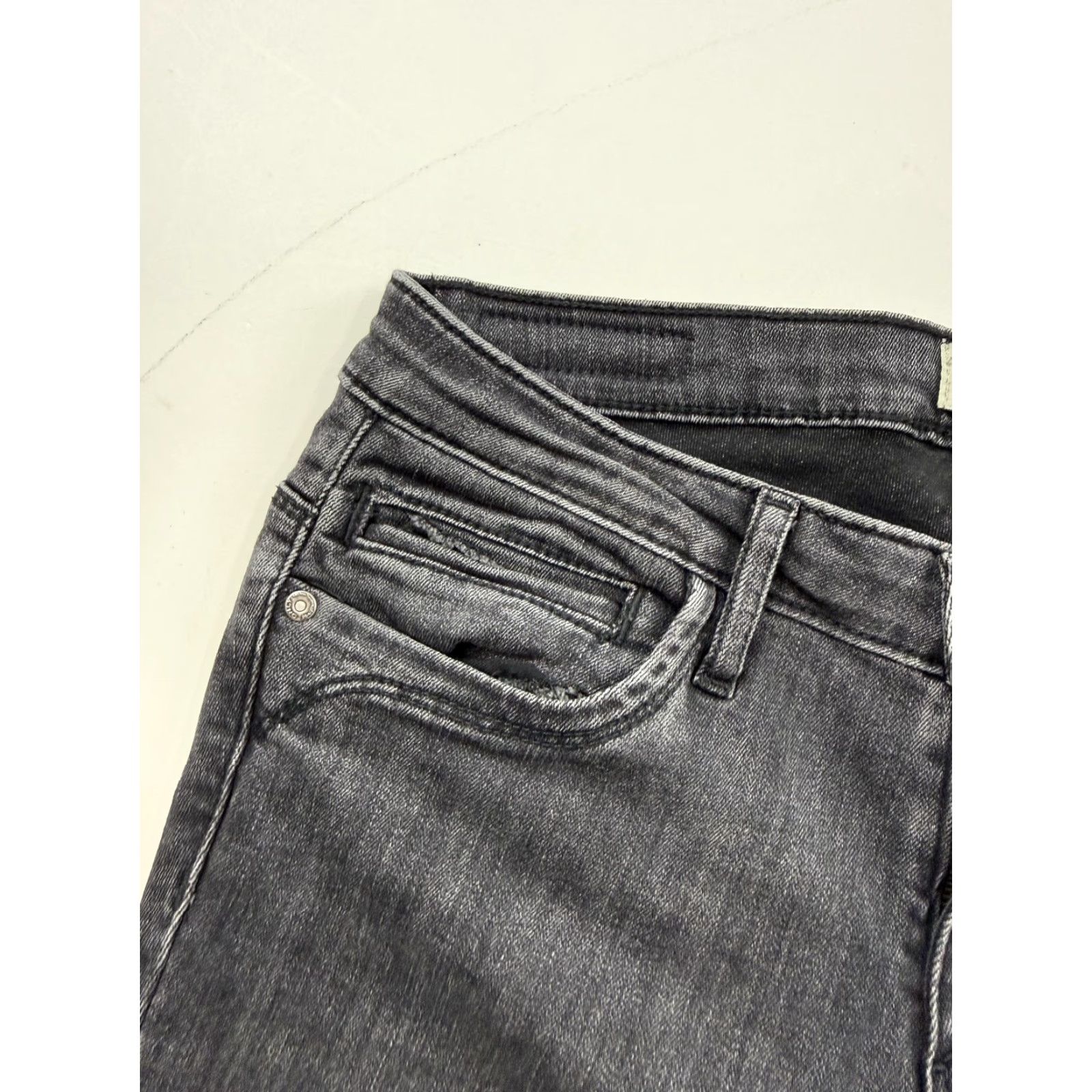 Vintage Only Kendell Jeans Womens Skinny Dark Gray Ankle Zip Distressed 30x27 Denim Slim Pockets Size 30" / US 8 / IT 44 - 4 Thumbnail