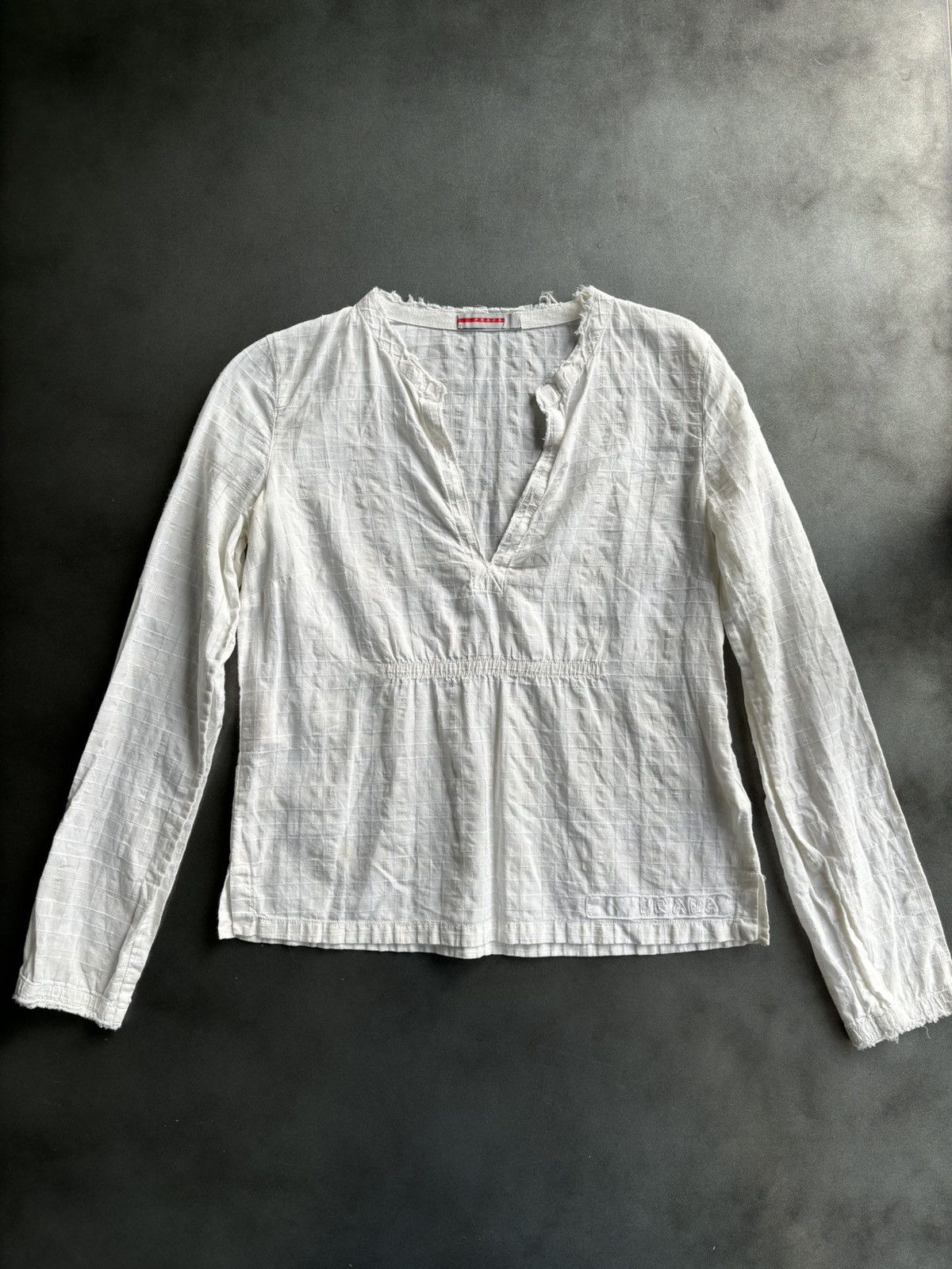 2000s Prada Sport Shirt Vintage Linen Cotton Sheer Zipper 40