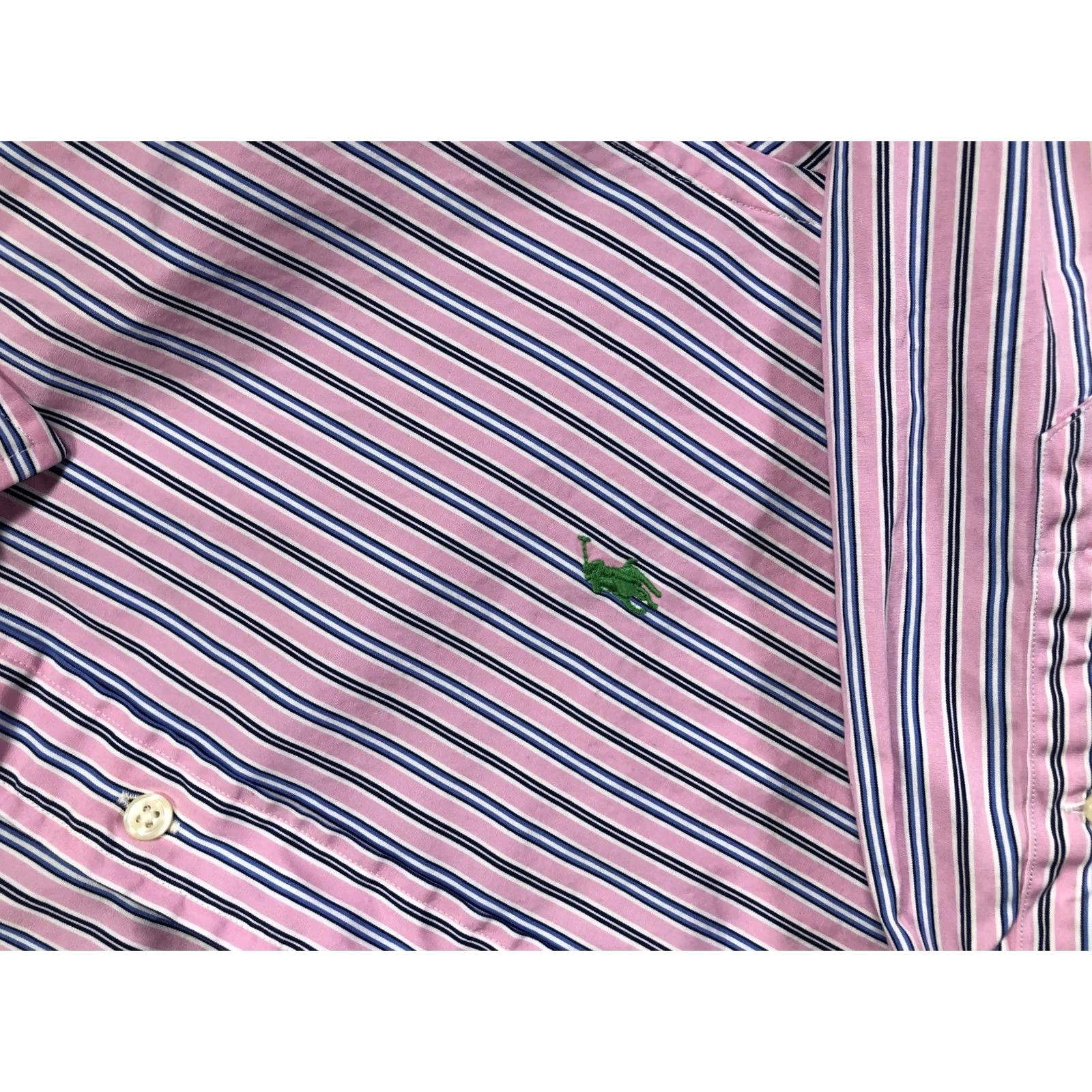 Polo Ralph Lauren Polo Ralph Lauren Stanton Shirt Mens M Pink Stripe Custom Fit Button Down Shirt Size US M / EU 48-50 / 2 - 7 Thumbnail