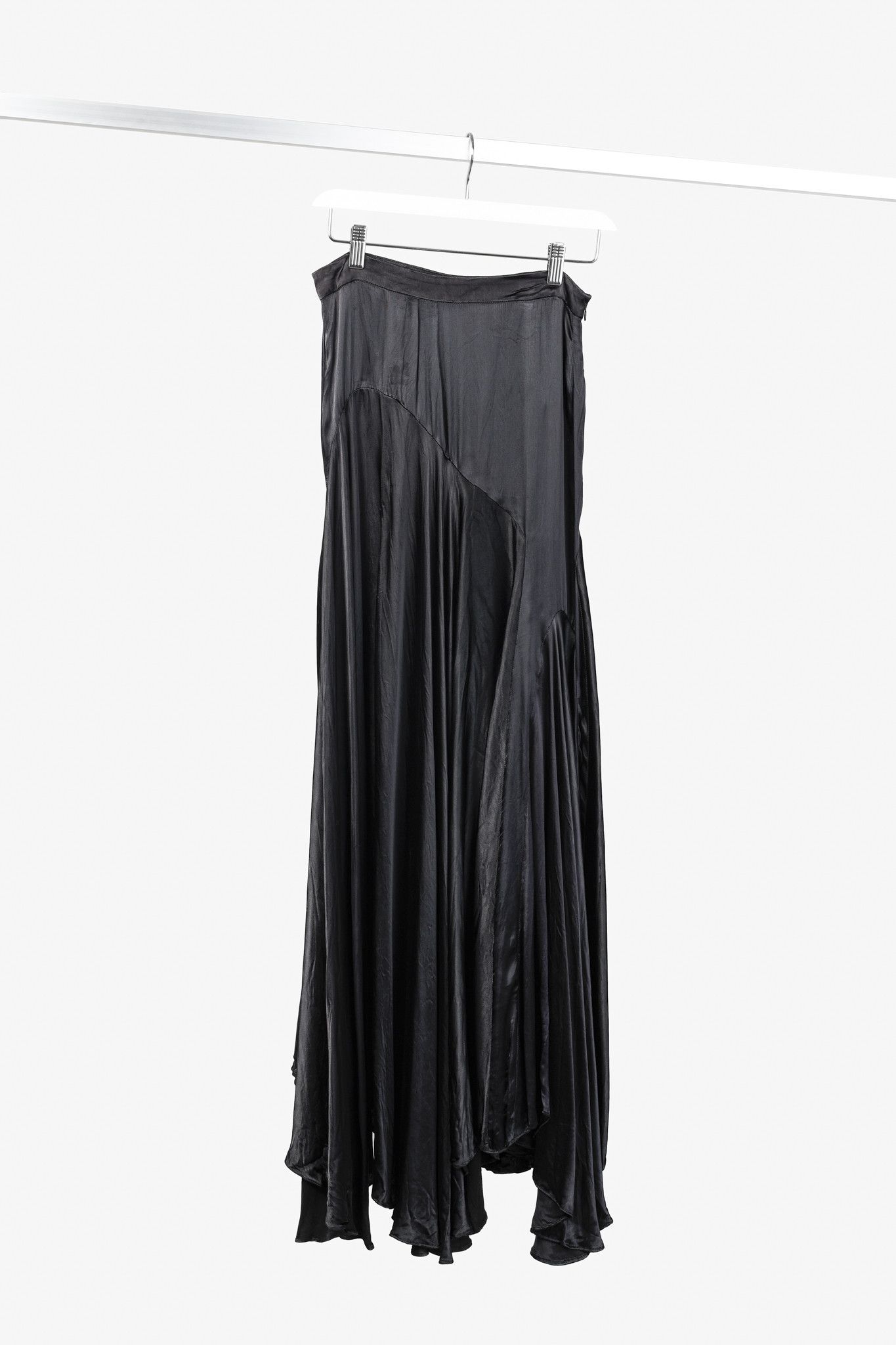 Balenciaga Balenciaga Black Satin Maxi Skirt Size 28" / US 6 / IT 42 - 1 Thumbnail