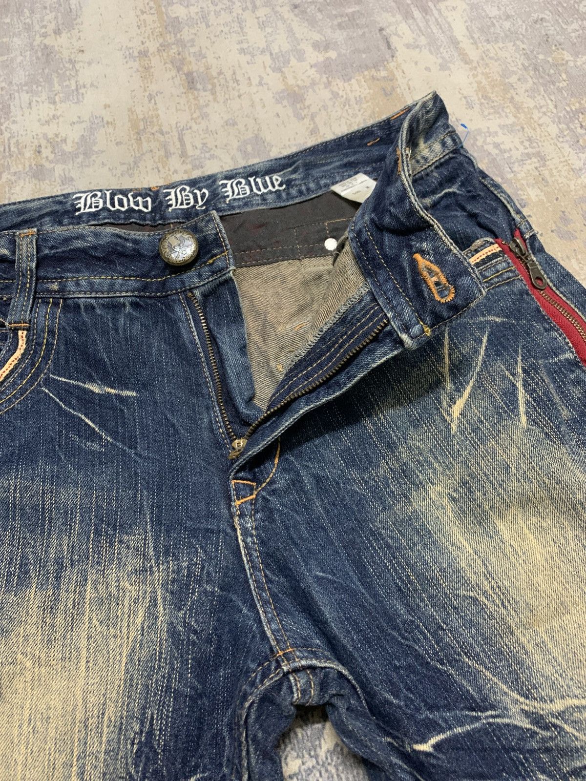 If Six Was Nine Blow by Blue Archive Y2K Faded Flare Straight Leg Jeans Size US 33 - 7 Thumbnail