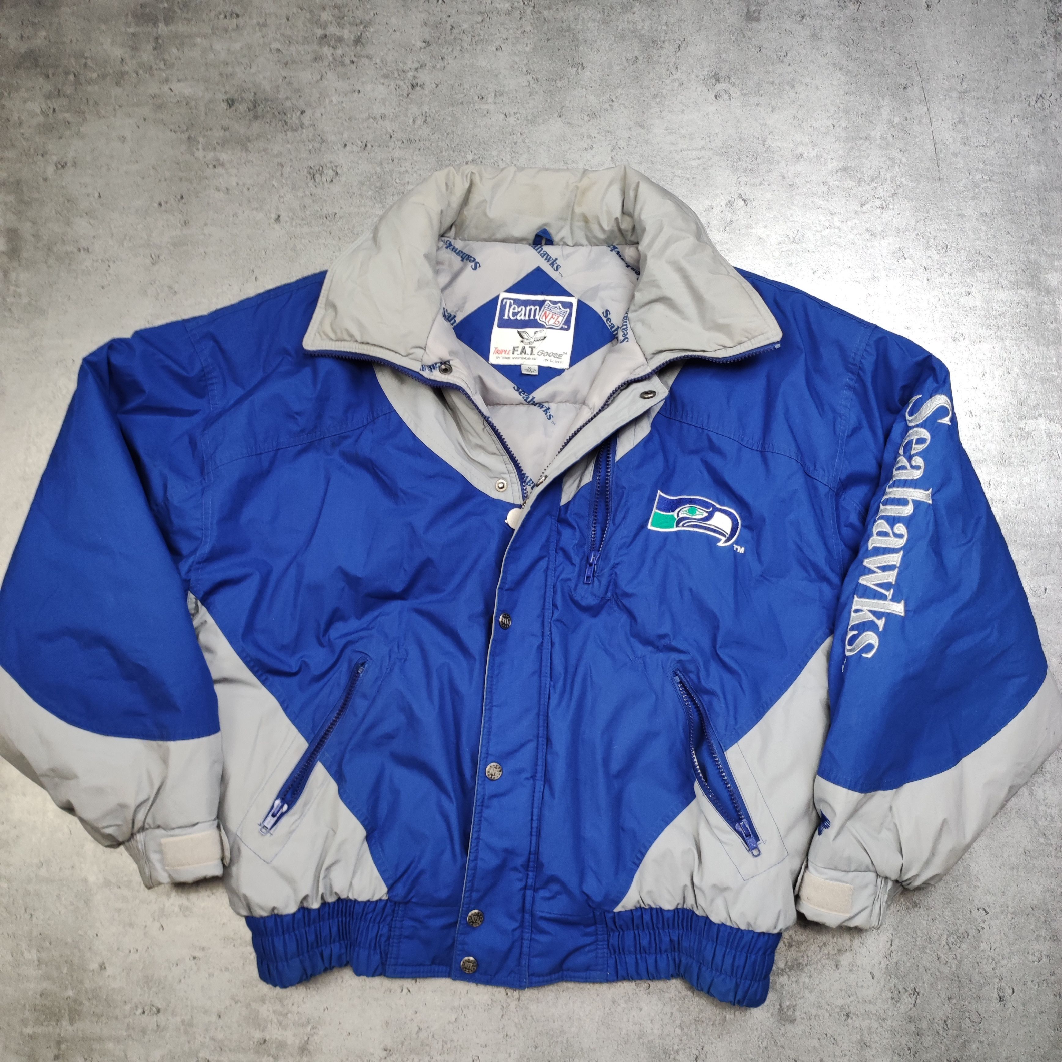 NFL × Vintage RARE Korean NFL Seattle Seahawks 90s Heavy Puffer Jacket Size US XL / EU 56 / 4 - 3 Thumbnail