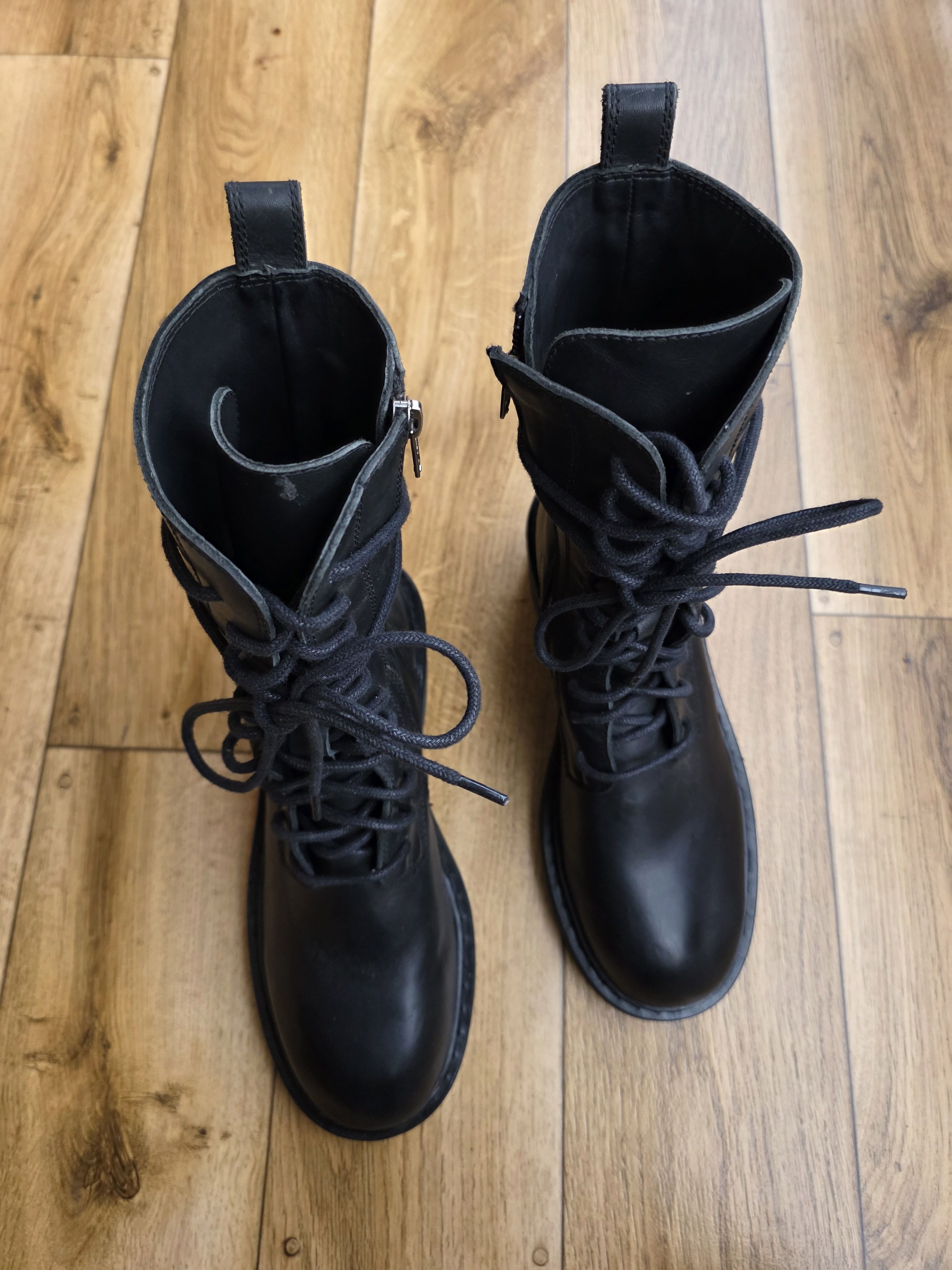 Ann Demeulemeester Ann Demeulemeester Heeled Lace up Leather Ankle Combat Boots Size US 10 / IT 40 - 2 Thumbnail