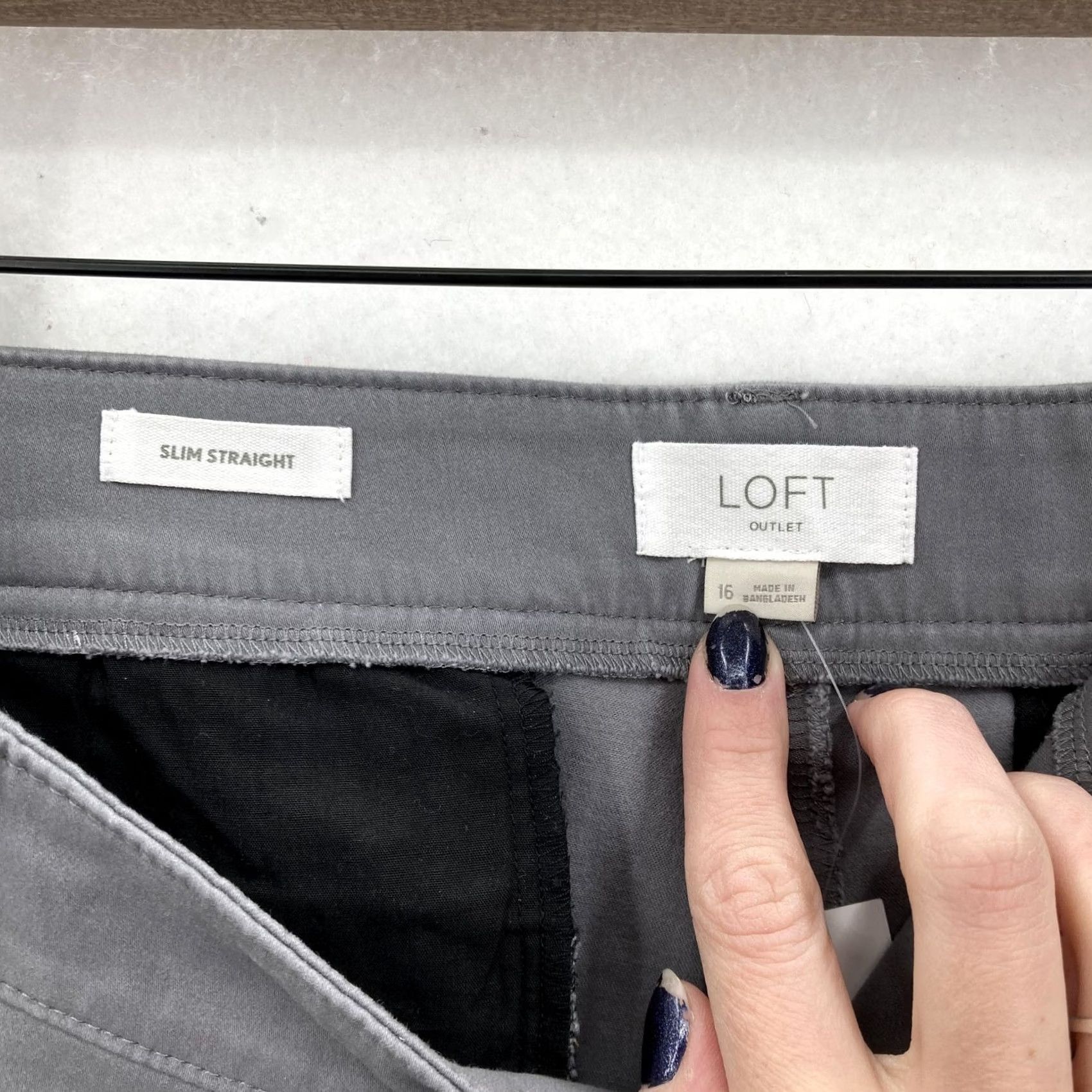 Loft VINTAGE LOFT Outlet Pants Womens 16 Gray Slim Straight Chino Stretch Twill Office Career Size 38" / US 16 / IT 52 - 3 Thumbnail