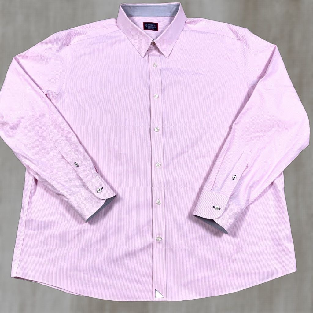 UNTUCKit UNTUCKit Shirt Men 3XL Pink Striped Button Up Dress Casual Poplin Flip Cuff Size US XXL / EU 58 / 5 - 1 Thumbnail