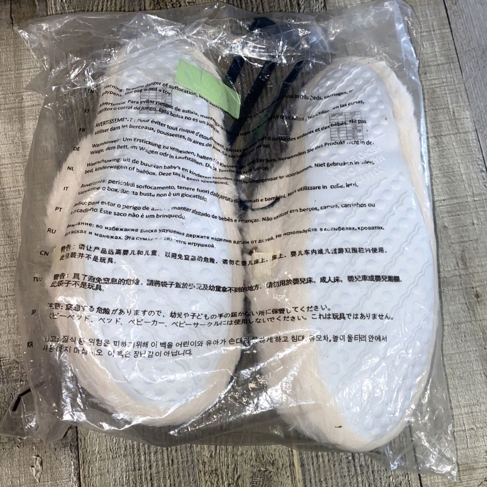 Vintage PLUS Faux Fur Curb Chain Slippers Women Slide Slipper Ivory 8 Large Size ONE SIZE - 4 Thumbnail