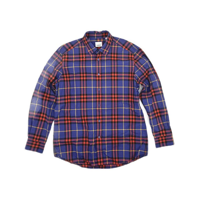 Burberry Burberry Purple Check Long Sleeve Shirt 0079 Size US L / EU 52-54 / 3 - 1 Thumbnail