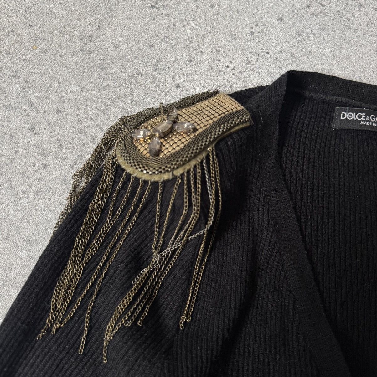 Dolce & Gabbana × Vintage Dolce & Gabbana Ribbed Cardigan with Embellished Epaulettes Size M / US 6-8 / IT 42-44 - 4 Thumbnail