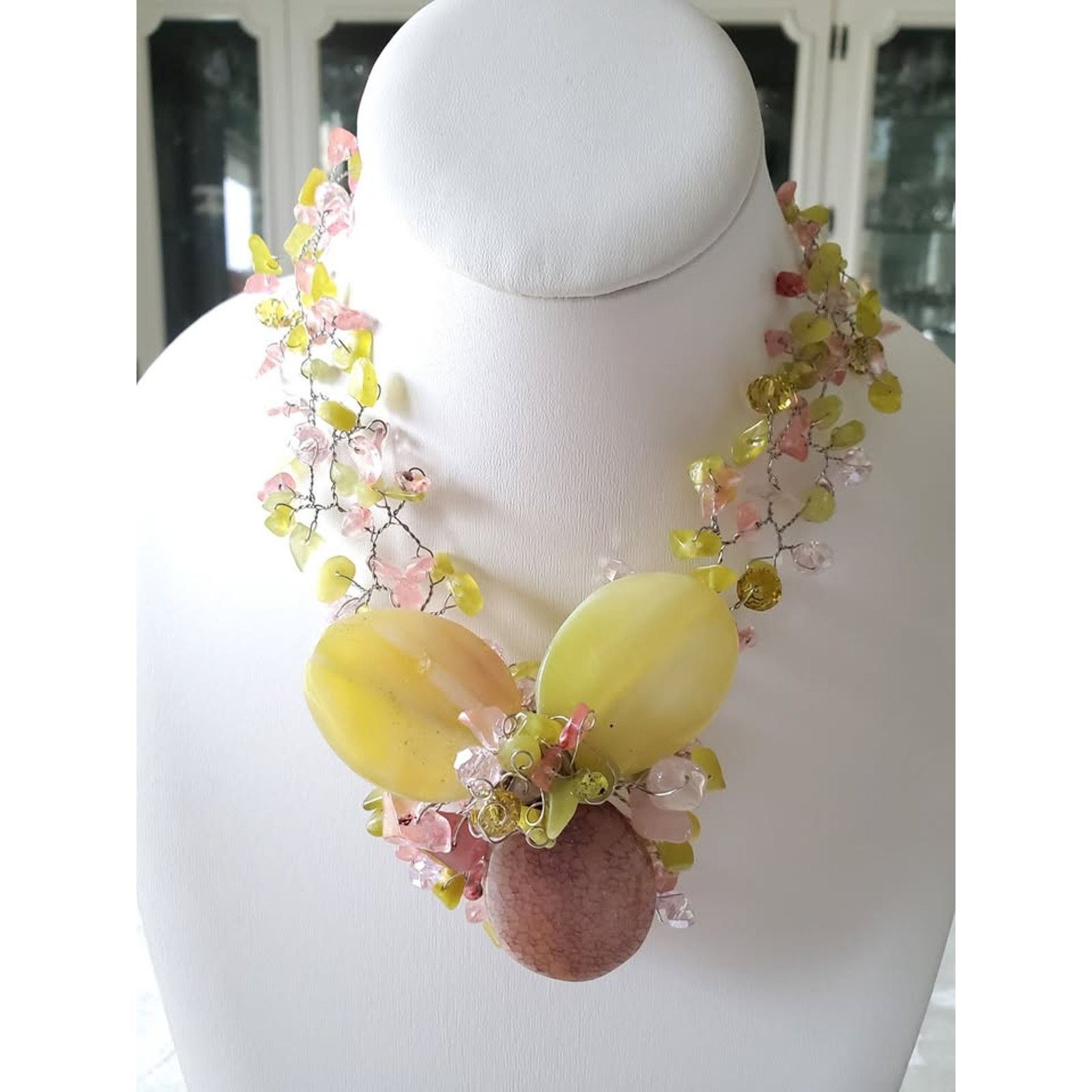Other Pink and Yellow Agate Wire Necklace Size ONE SIZE - 1 Thumbnail