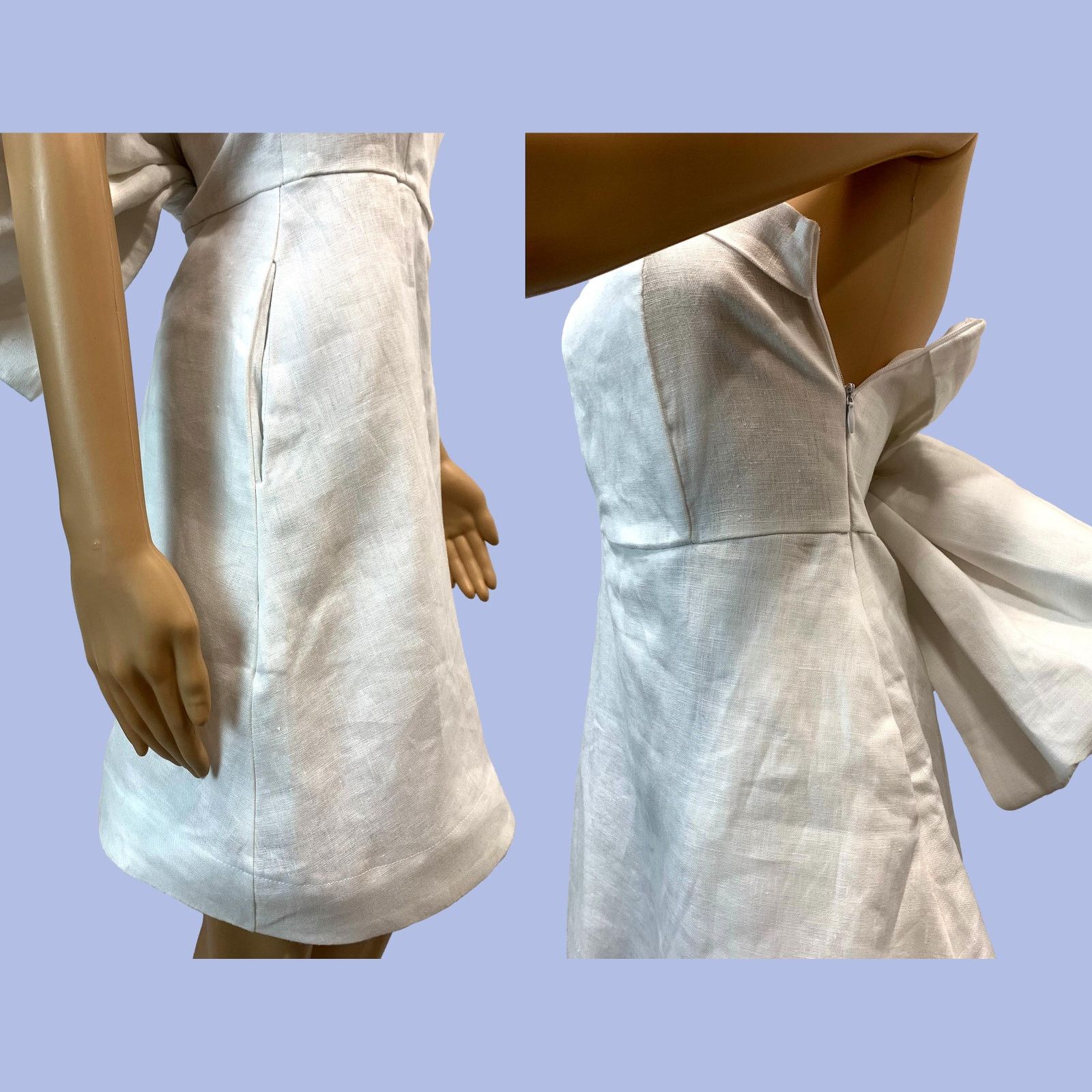 New DISSH Aisle White Linen Back Bow Dress | size 4