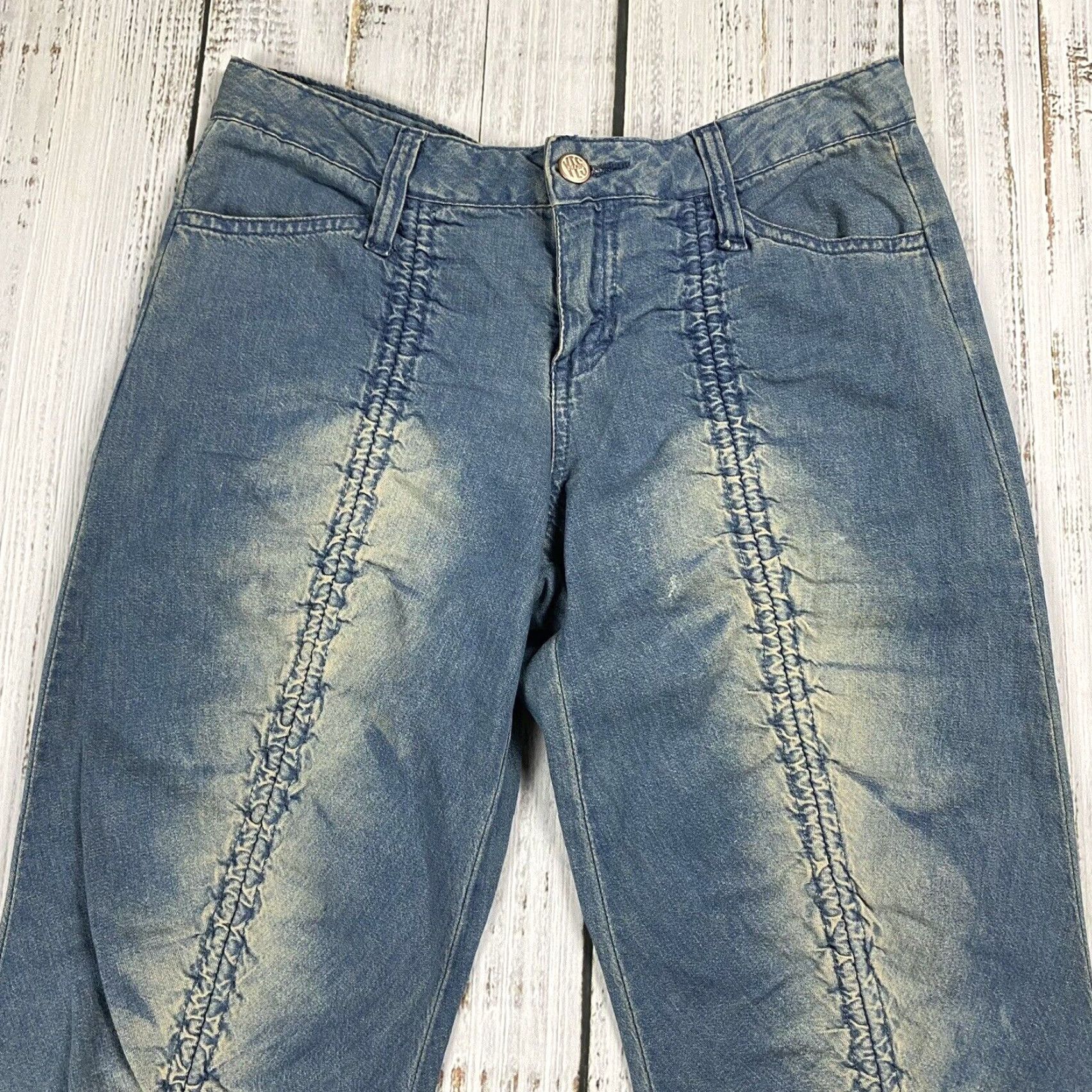 Vintage VINTAGE YES, BRAZIL JEANS RUFFLE DISTRESSED FLARE JEANS WOMENS 28 BLUE Y2K Size 28" / US 6 / IT 42 - 2 Thumbnail