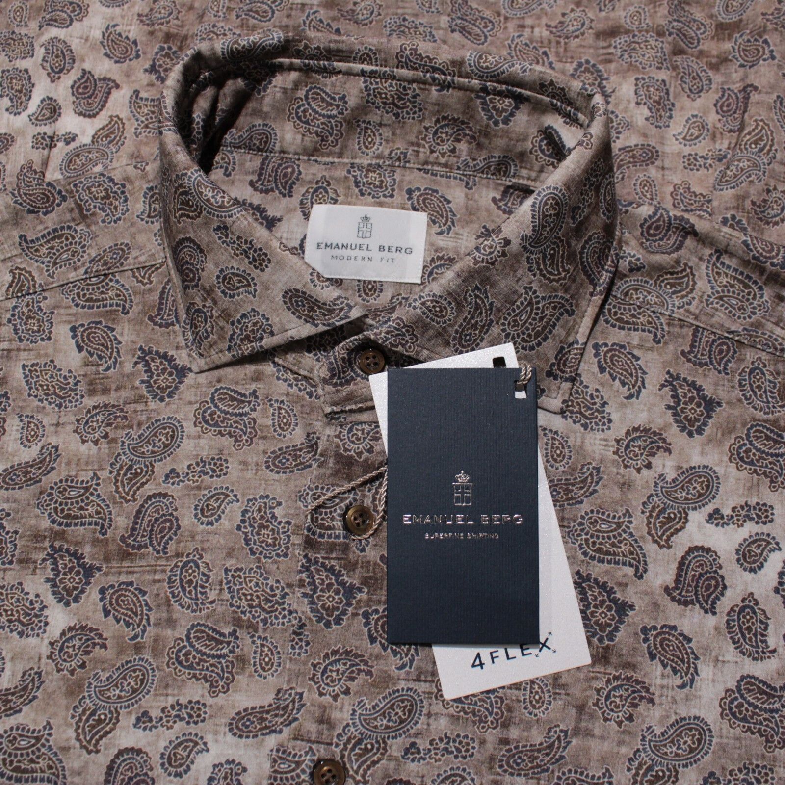 Emanuel Berg New with tags Shirt Size L US In Brown