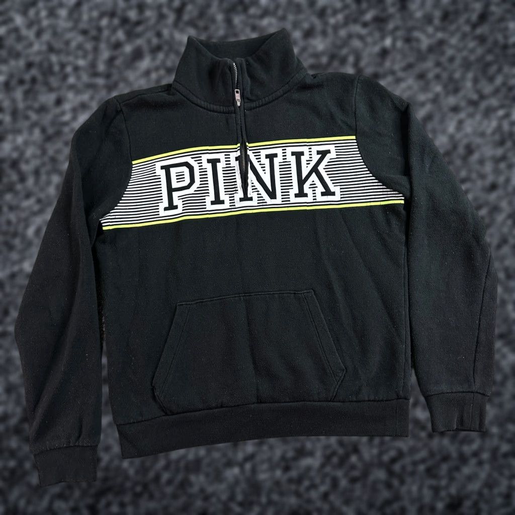 Victoria's Secret Victoria's Secret PINK Sweater Womens Small Black Pullover Sweatshirt Logo 1/4 Zip Casual Knit Touches-None Size S / US 4 / IT 40 - 1 Thumbnail
