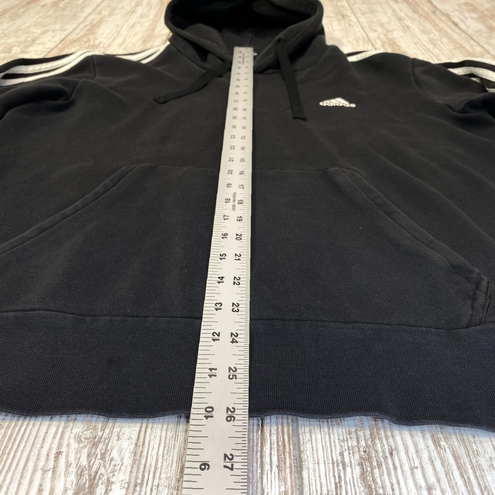 Adidas VINTAGE Adidas Hoodie Mens Large Black White Logo Spelled Out White Stripes 7259 Size US L / EU 52-54 / 3 - 7 Thumbnail