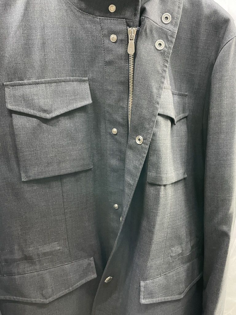 Brunello Cucinelli BRUNELLO CUCINELLI Wool Nylon Charcoal Utility Jacket Size US L / EU 52-54 / 3 - 7 Thumbnail