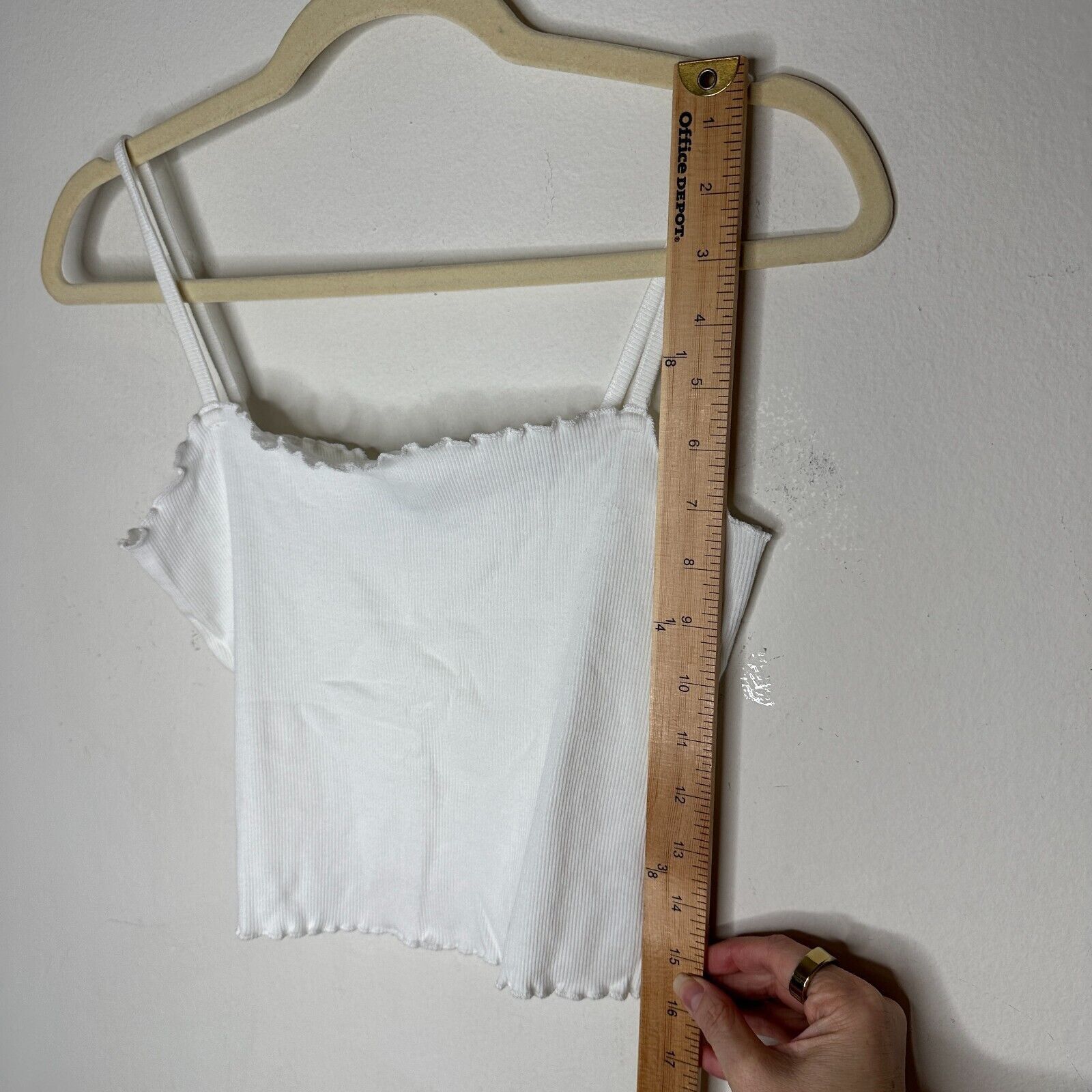Topshop Topshop White Sleeveless Lettuce Spaghetti Strap Crop Top 10 Size L / US 10 / IT 46 - 9 Thumbnail