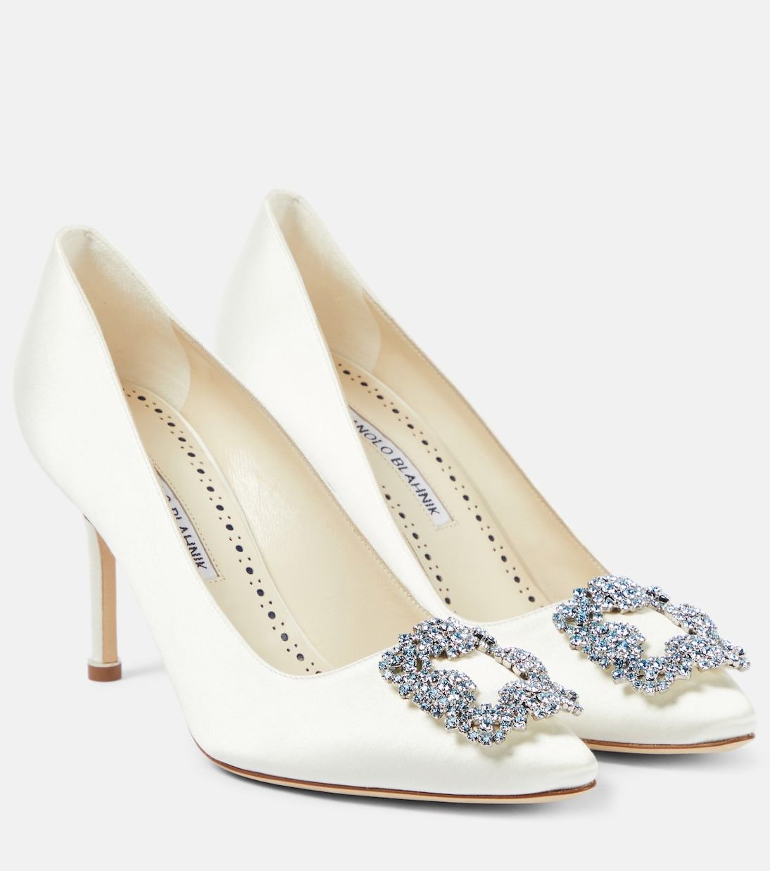 Manolo Blahnik Bridal Hangisi 90 embellished satin pumps Size US 8 / IT 38 - 1 Thumbnail