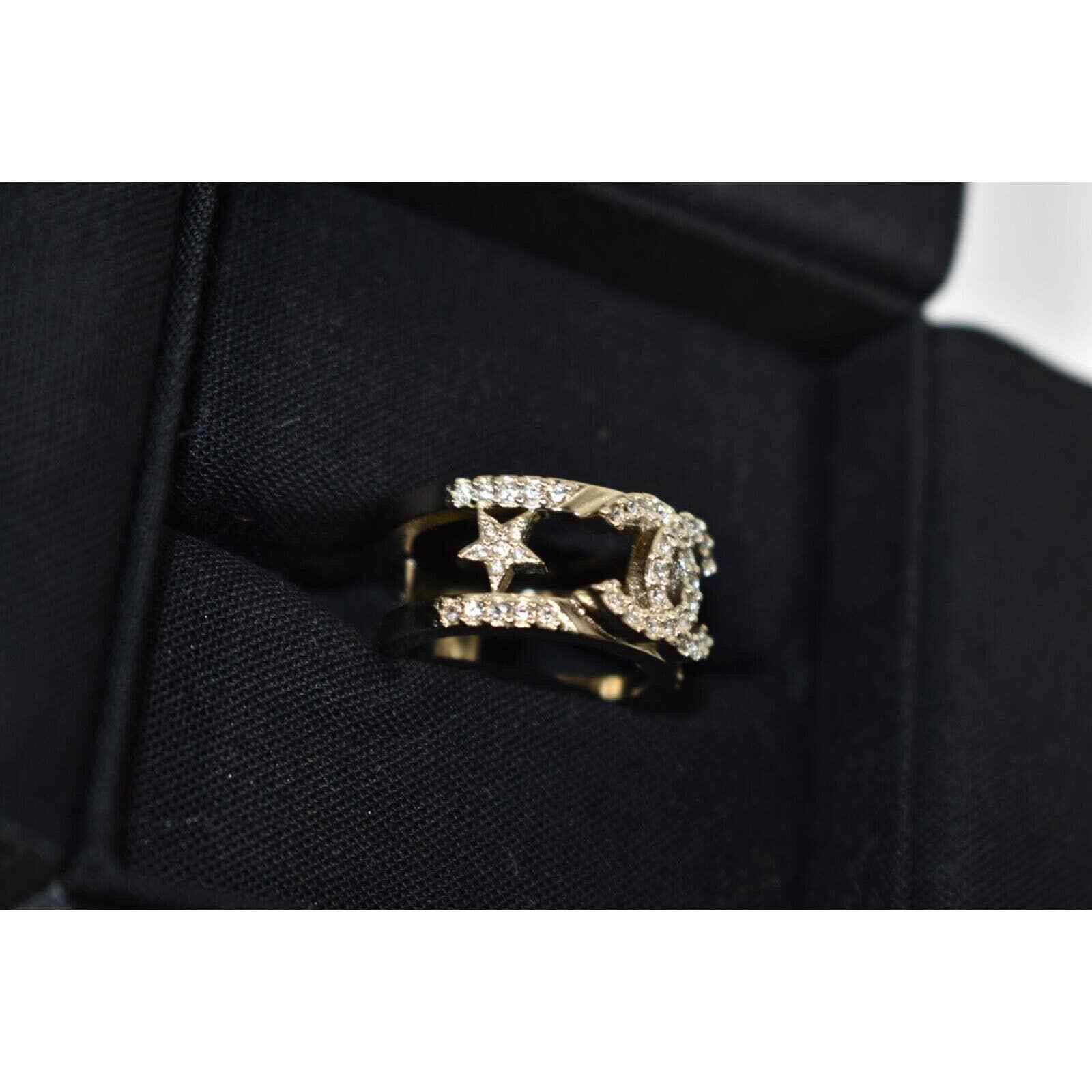 Chanel Chanel 22S Gold Crystal Star Interlocking Fashion Ring 52 6 Size ONE SIZE - 7 Thumbnail