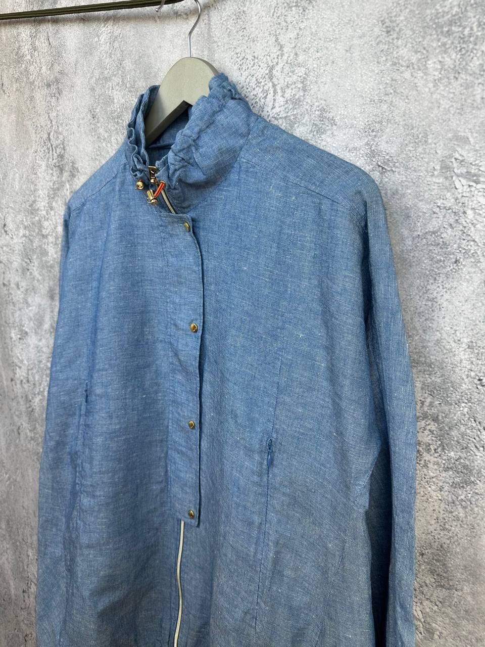 Bogner Bogner Linen Blend Lightweight Jacket Blue High Neck Zip Up Size S / US 4 / IT 40 - 5 Thumbnail